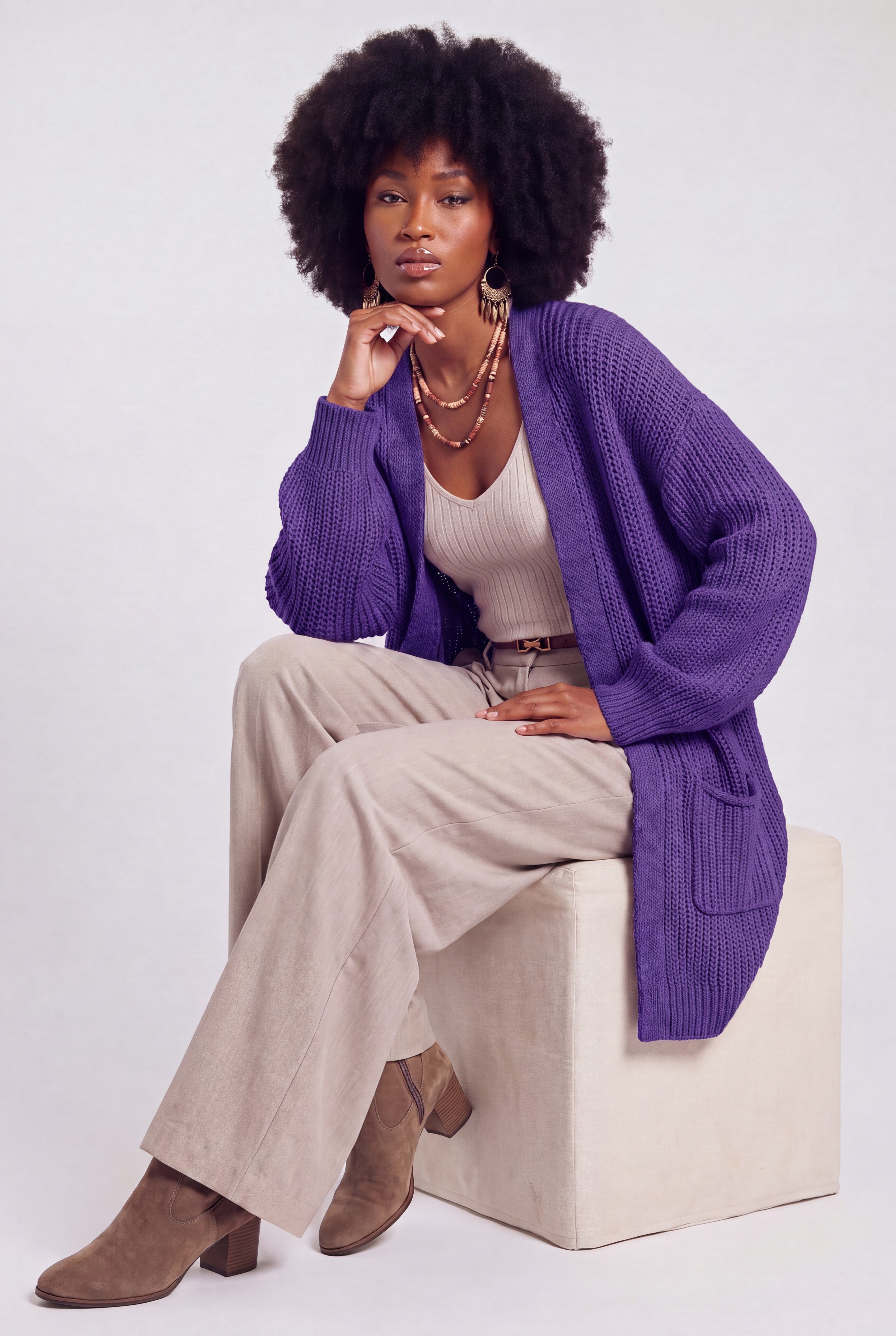 YC Fashion & Style Cardigan Offene Damen Strickjacke aus Grobstrick mit Taschen – One Size 34–46 in Unifarbe