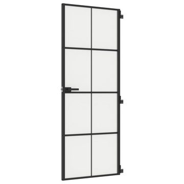 vidaXL Haustür Zimmertür Glastür Innentür Schlank Schwarz 76x201,5 cm Hartglas und Al