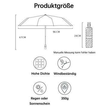 Coonoor Taschenregenschirm Kompakter Reise-Regenschirm, langlebig, winddicht, tragbar, mit starken Rippen, automatisches Öffnen/Schließen