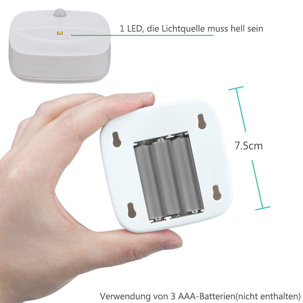 Rosnek LED Nachtlicht Aufkleber, Bewegungsmelder, für Treppen Flur Schlafzimmer Schrank, Weiß, Warmweiß, batterie