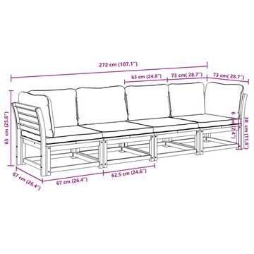 vidaXL Loungesofa 4-tlg. Garten-Lounge-Set mit Kissen Massivholz Akazie, 1 Teile