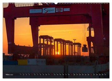 CALVENDO Wandkalender Hamburg Hafen (Premium, hochwertiger DIN A2 Wandkalender 2023, Kunstdruck in Hochglanz)