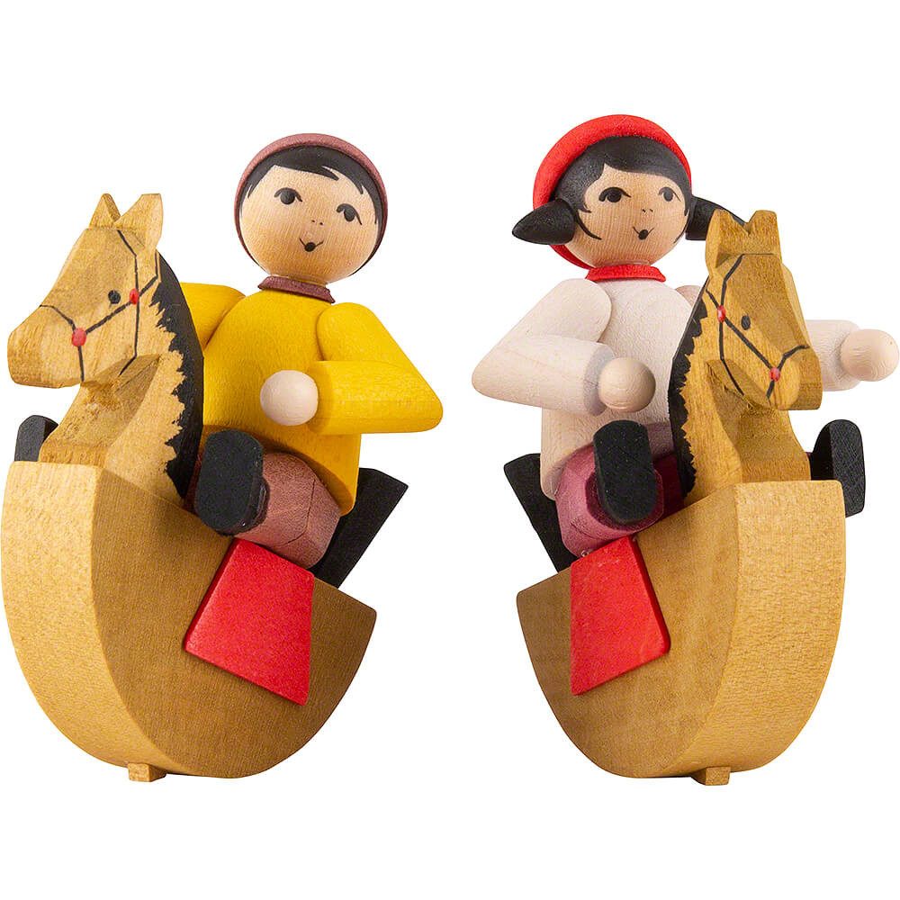 ULMIK Dekofigur Reiterleinkinder 2-teilig gebeizt (7cm) von ULMIK