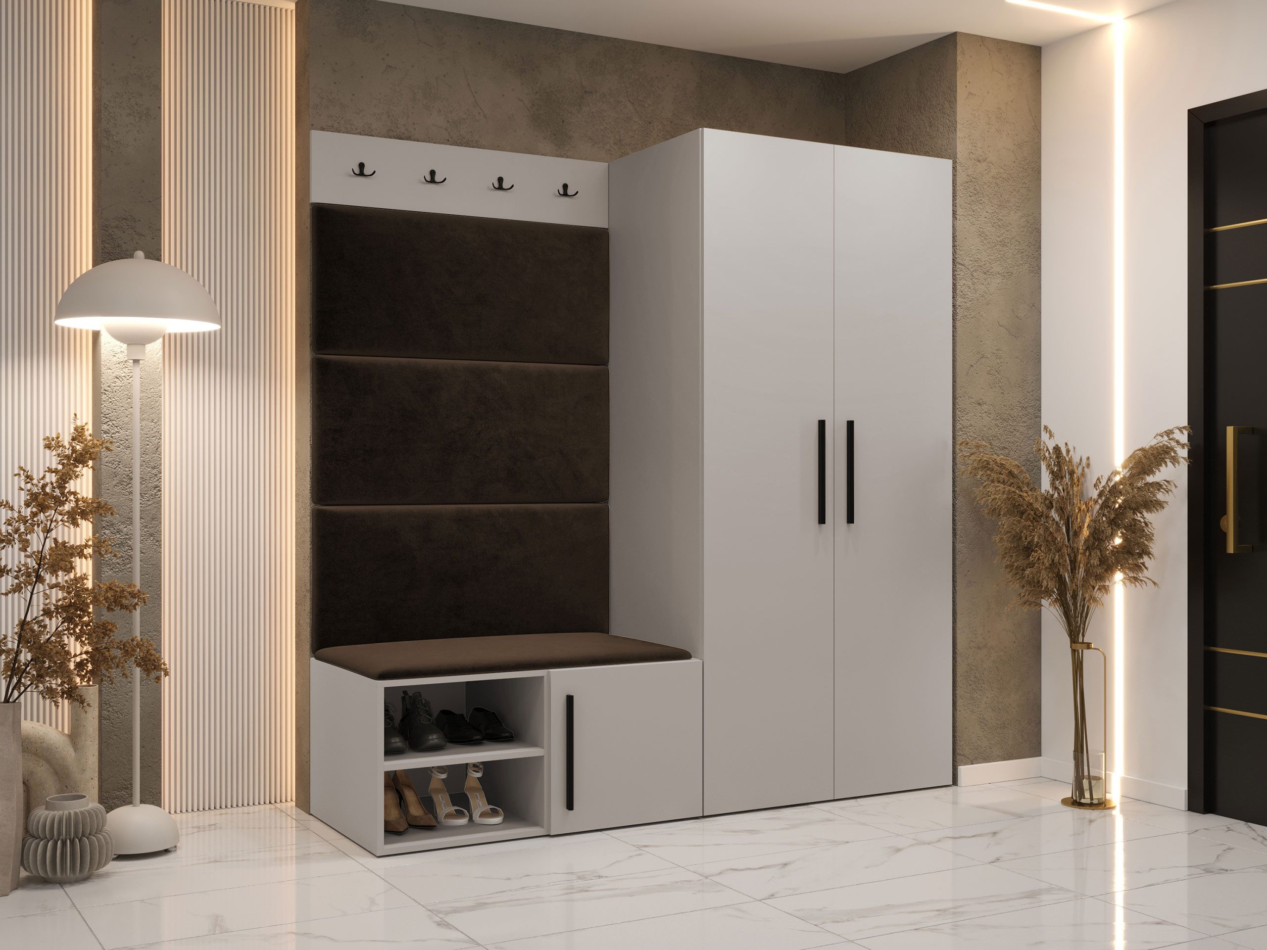 MIRJAN24 Garderoben-Set Medi I, (Drehtürenschrank, Schuhschrank, 4x Paneel günstig online kaufen