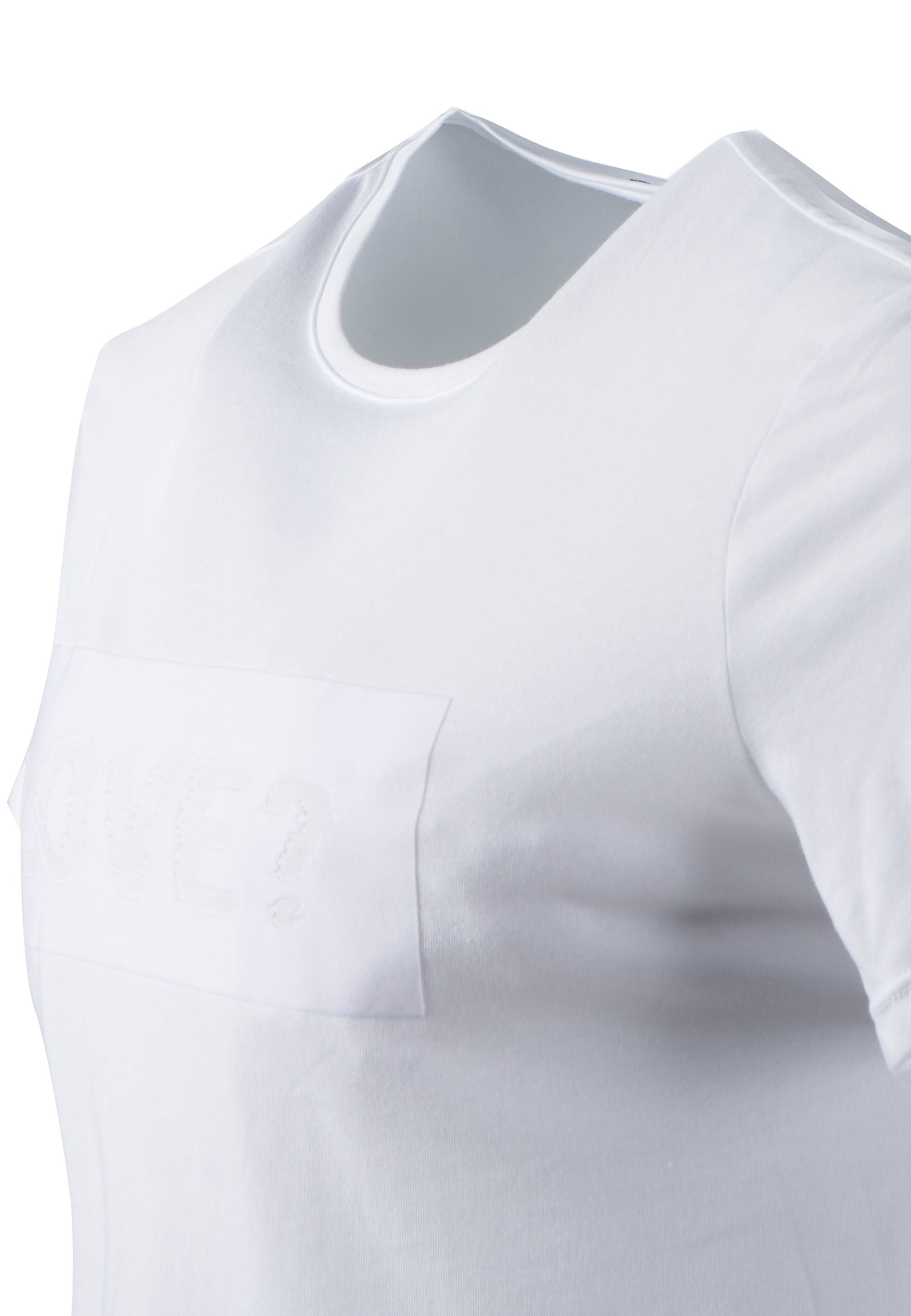 Tee und Slub Funktionsshirt aus (1-tlg) Recycling-Polyester KATTY ATHLECIA W Baumwolle weiß