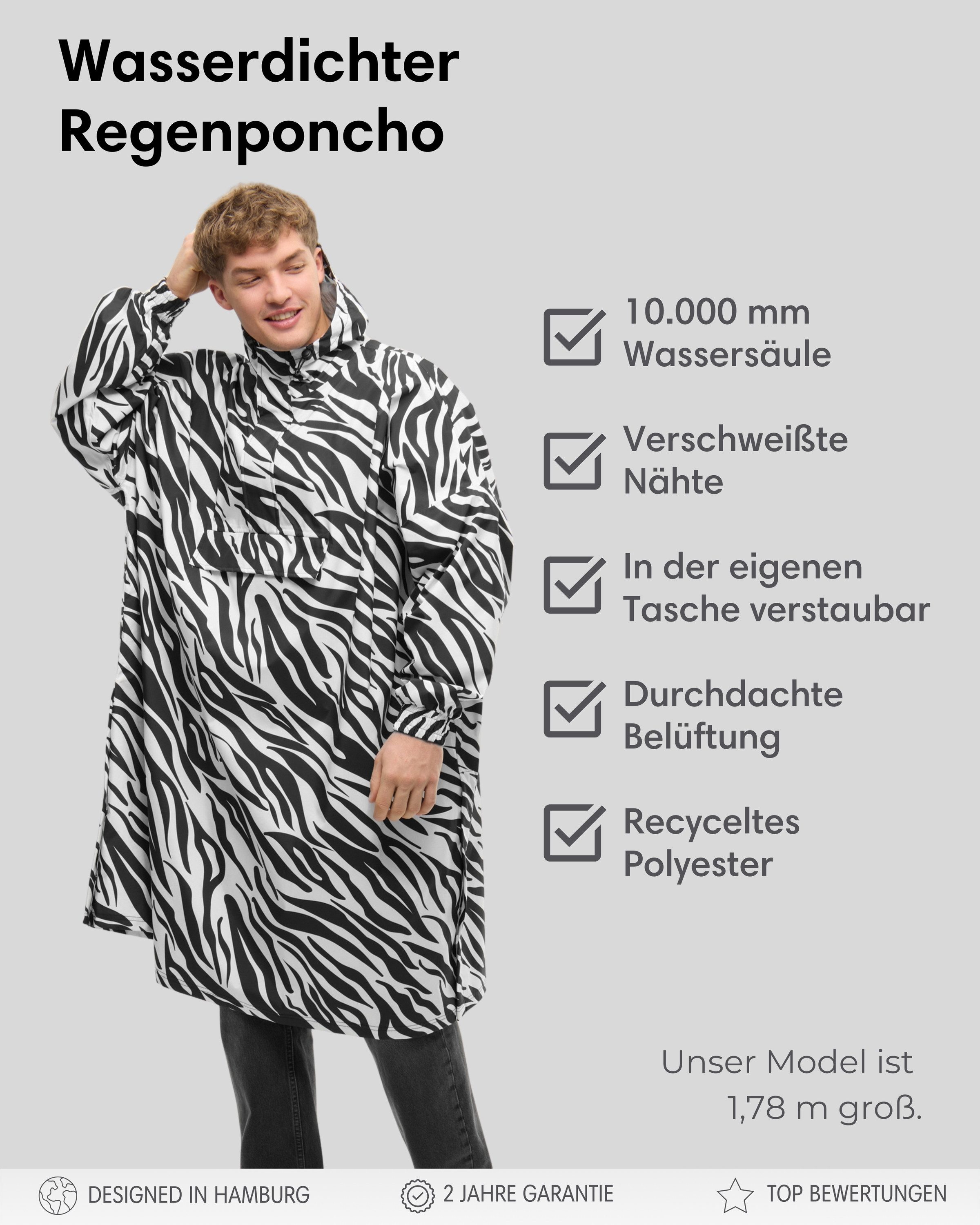 LARKSON Regenponcho Lykke Regenponcho, Wassersäule 10.000 mm (1-St) Wasserdichtes Regencape mit verschweißten Nähten