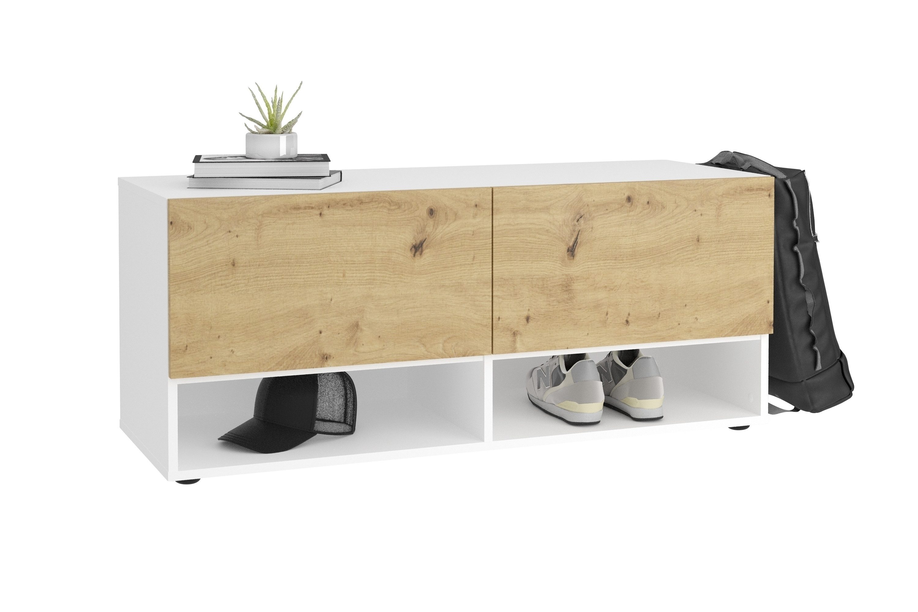 PREISBRECHER Garderobe BELM 9, in Brillantweiß-Artisan Eiche - 10,9x4,6x4,2cm (BxHxT)
