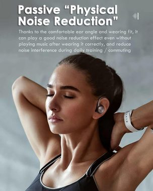 Xmenha Komfortables Ohrbügel-Design, IPX5 Wasserdicht In-Ear-Kopfhörer (KI-Technologie reduziert effektiv Hintergrundgeräusche, sodass Sie kristallklare Anrufe genießen können, selbst in lauten Umgebungen., mit Stabile Bluetooth 5.0 Verbindung, Kristallklarer Anruf, Bequemes)