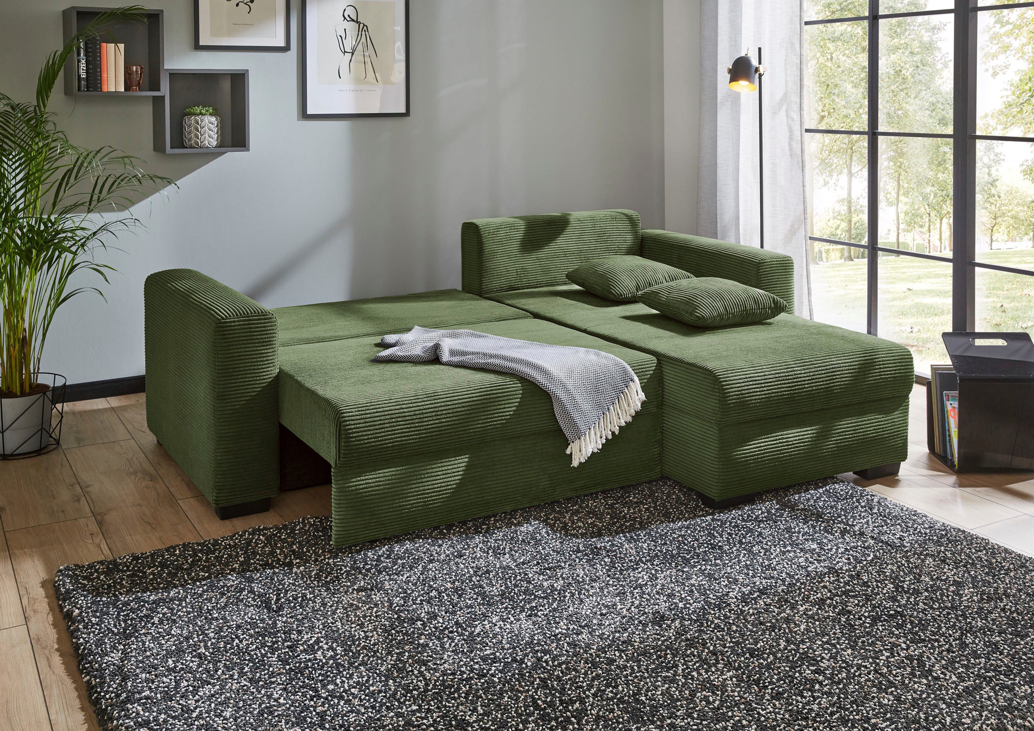 Jockenhöfer Gruppe Ecksofa Elmau L-Form, B: 235 cm, mit Bettfunktion, Bettkasten & 2 Zierkissen