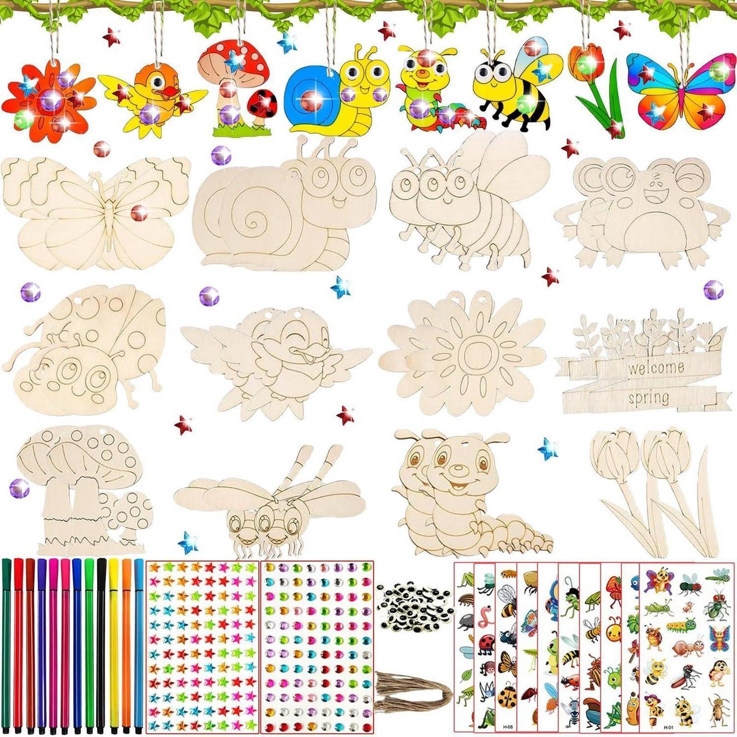 LuxusKollektion Kreativset Holz Bastelset Insekten Frühling 284 Teile, (284-tlg)