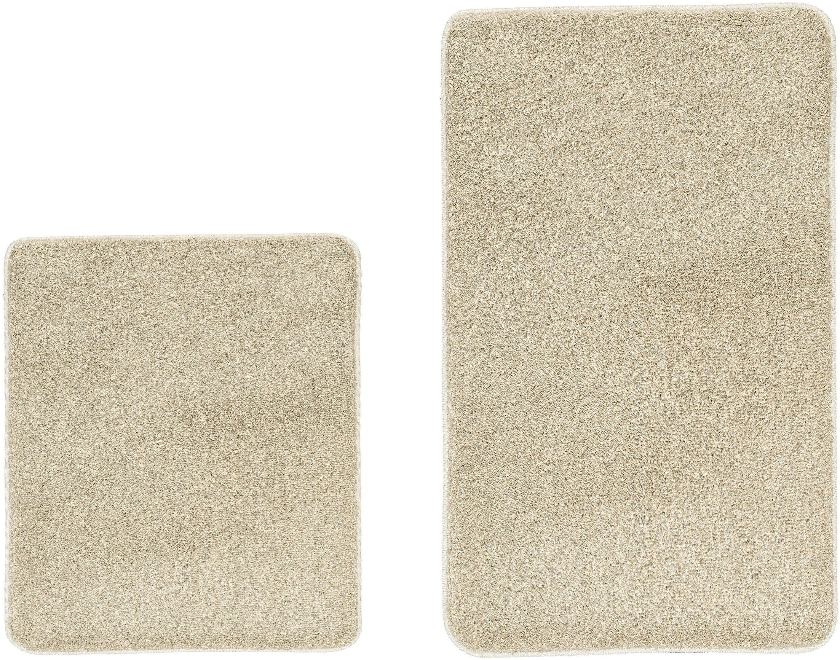 Kleine Wolke Badematte RELAX, Badvorleger, Badezimmer Teppich, Höhe 30 mm, rutschhemmend beschichtet, fußbodenheizungsgeeignet, Polyacryl, rechteckig, 2er-Set 55x65 cm / 60x100 cm, Badteppich, meliert, rechteckig, rund & als Set erhältlich