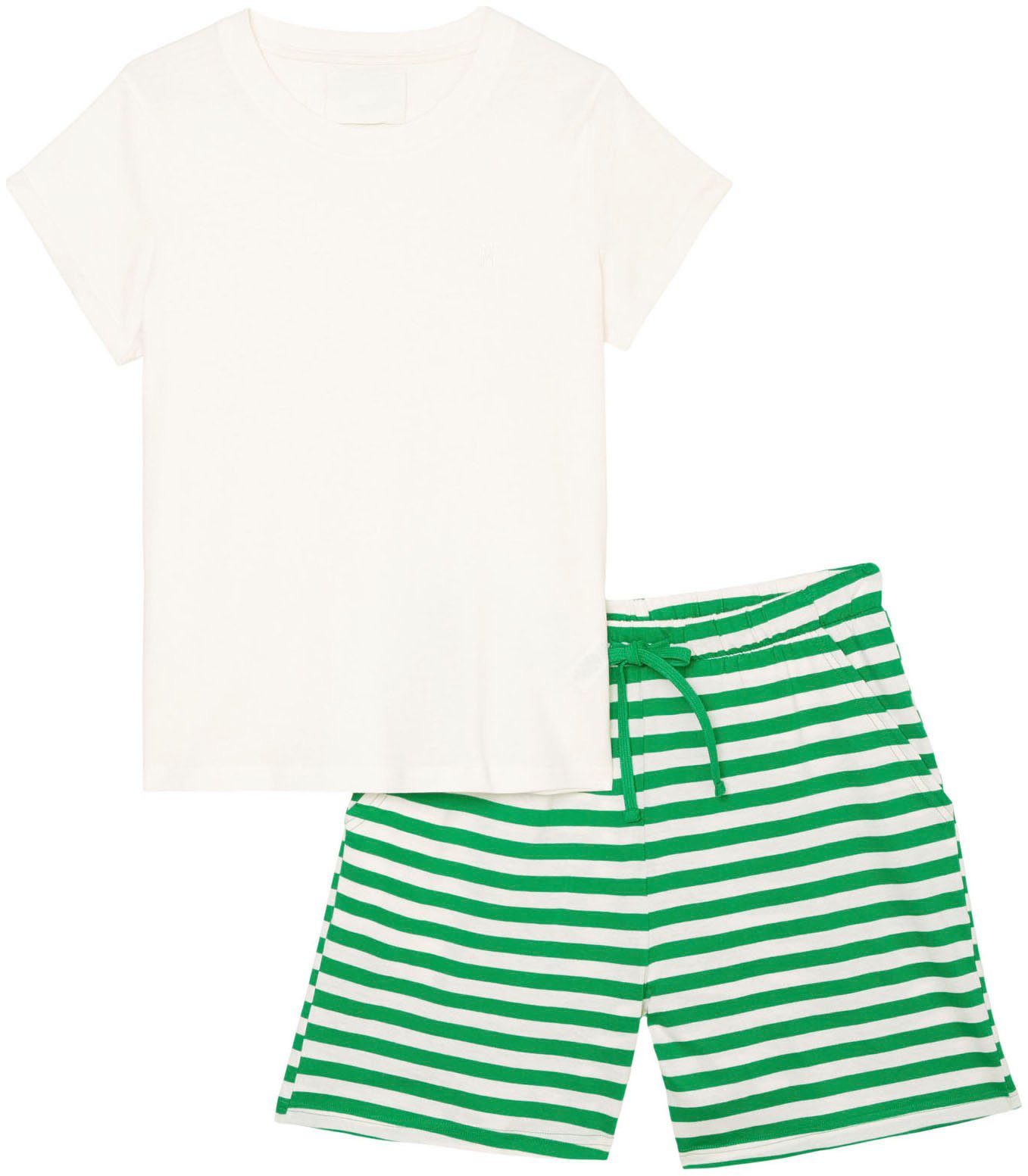 Regelmäßige Handhabung Marc white aus Pyjama green reiner cotton-vivid stripe (Set, O'Polo Lounge-Set tlg) 2 Baumwolle