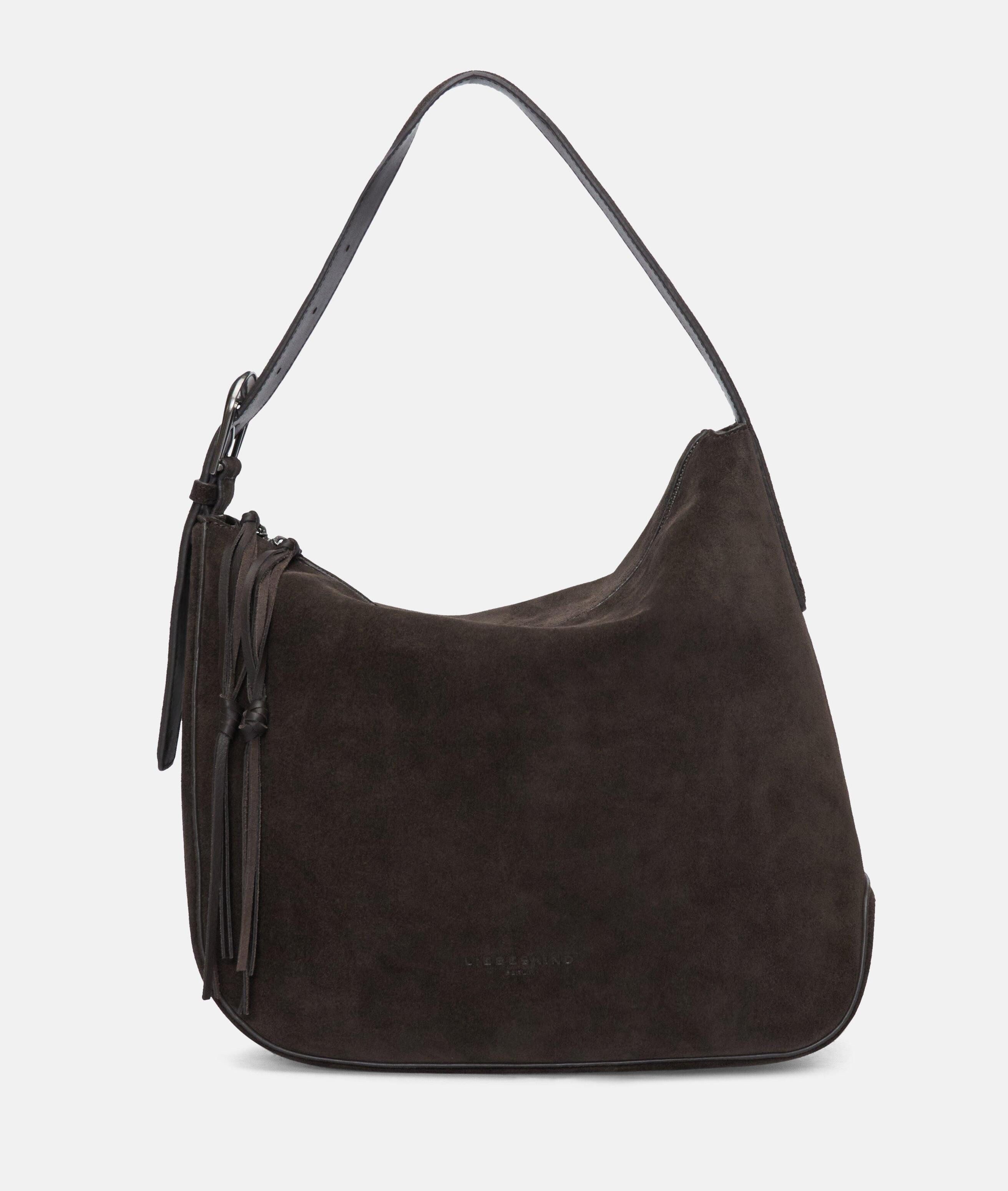 Liebeskind Berlin Schultertasche Ines Hobo L, Große Tasche aus samtig-weichem Veloursleder