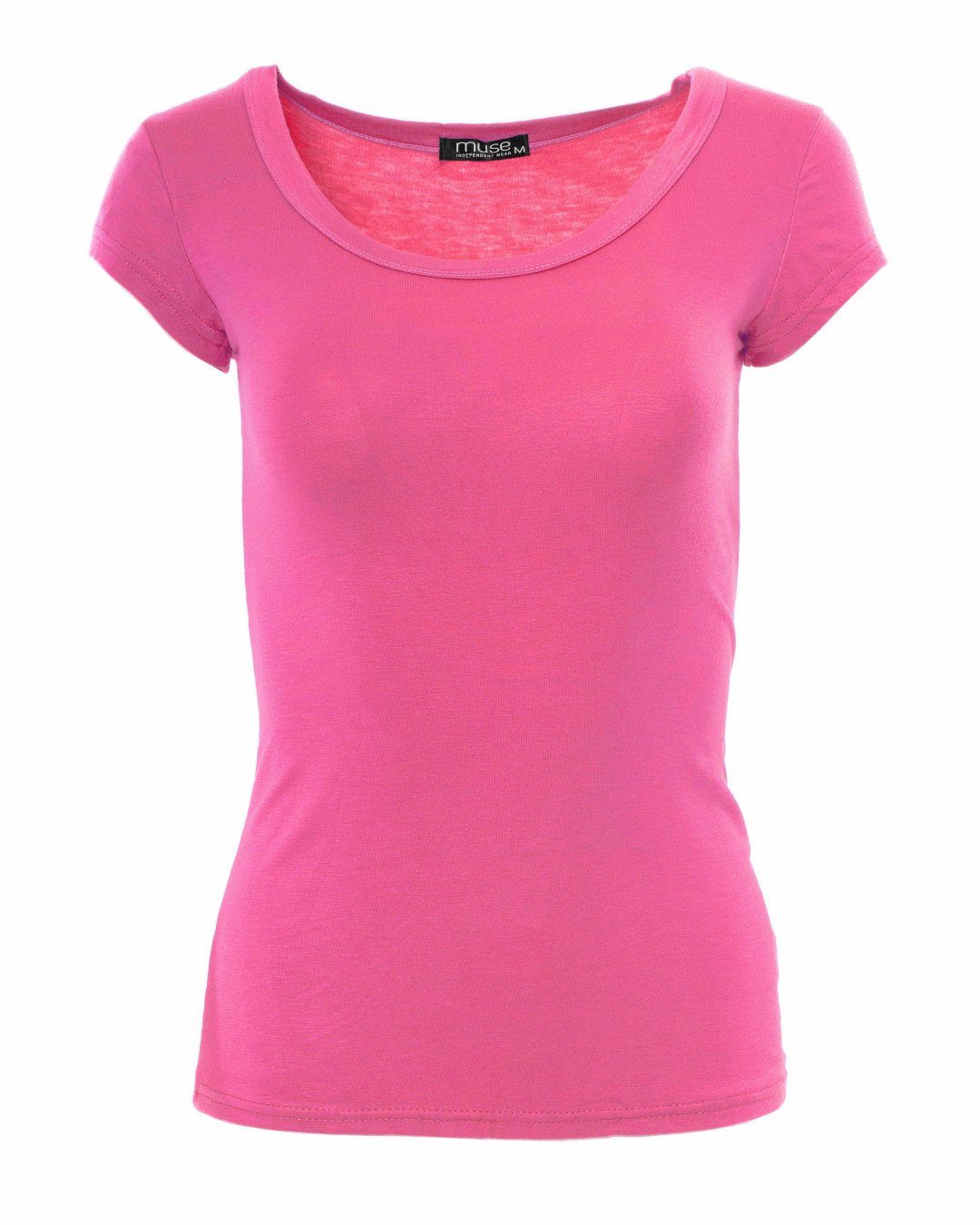 Muse T-Shirt Basic Kurzarm T-Shirt Skinny Fit 1001 pink