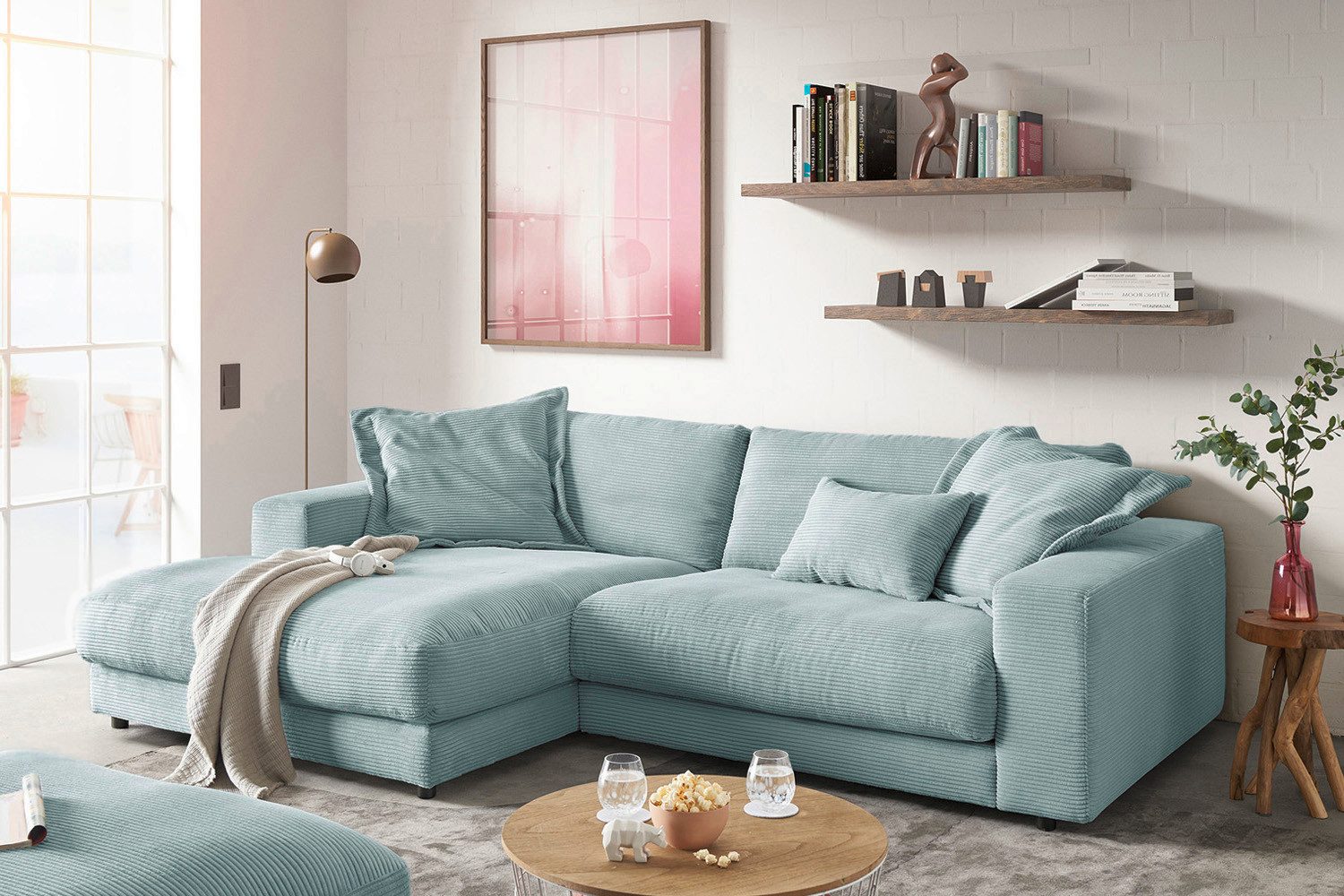 KAWOLA Ecksofa MADELINE, Sofa Cord Longchair günstig online kaufen