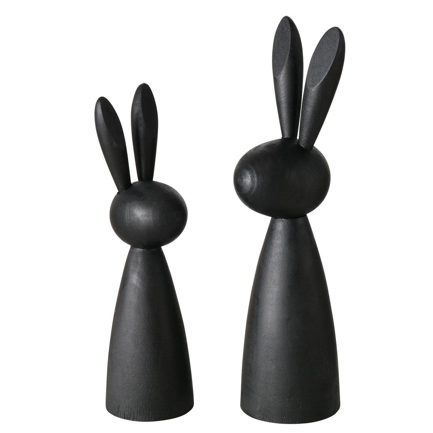 Osterfigur Lotis Osterhasen Figurenset 2-teilig Handbemalte Holzdeko in Schwarz
