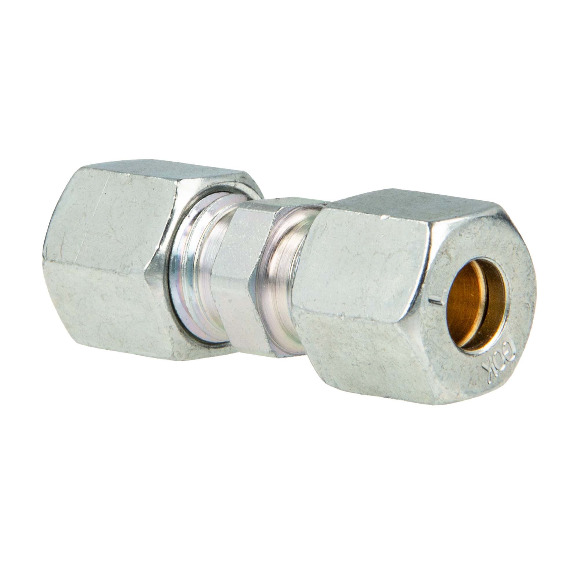 GOK Wasserrohr Schneidringverschraubung Typ G - Gerade Verschraubung, Stahl verzinkt, 8 x 8 mm Schneidring Messing