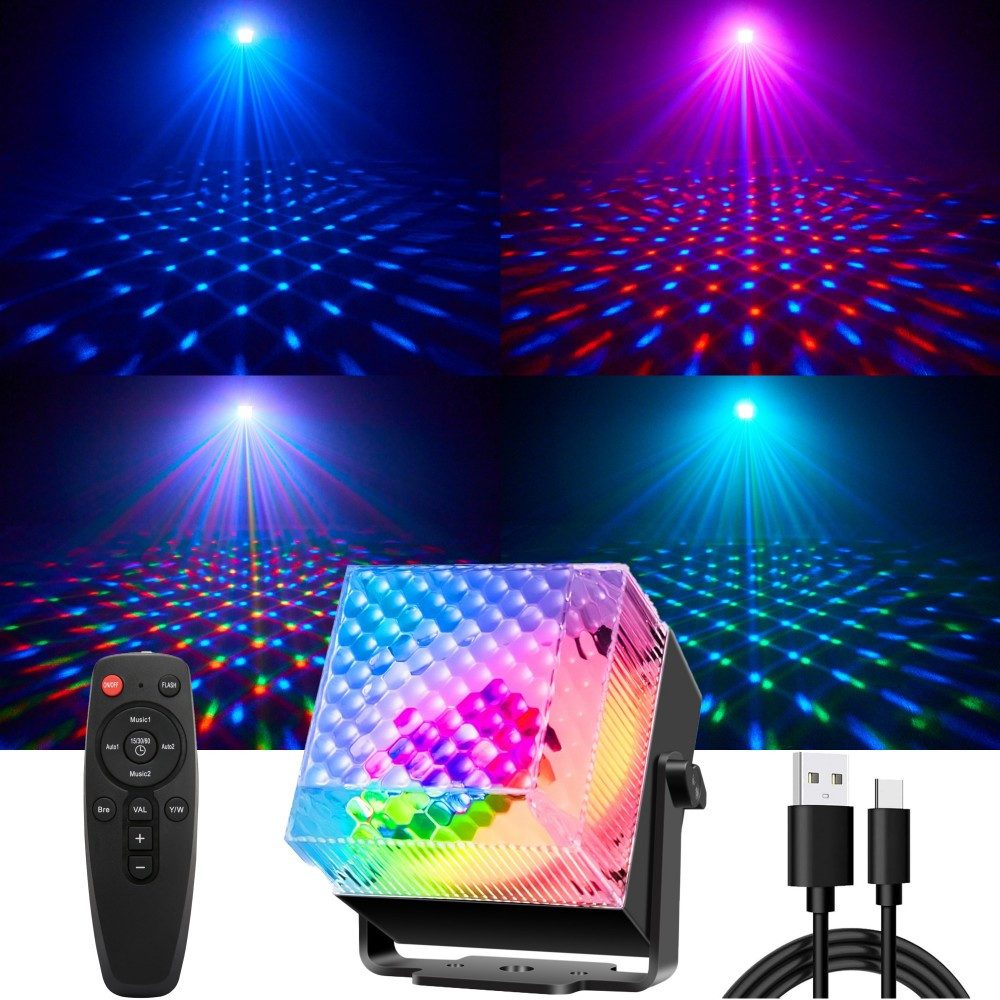 VIVIHEYDAY LED Discolicht LED Party Lampe Discolicht mit Fernbedienung- RGB, 5W, Dynamisch Disco Lichteffekte, 2M USB Kabel, für Party, Home, Weihnachten