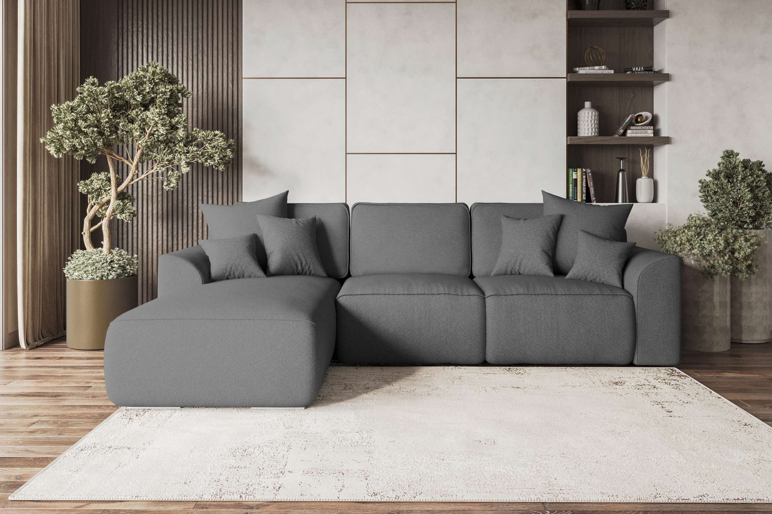 99rooms Ecksofa Gusto, Sofa L-Form, Eckcouch, mit Schlaffunktion, abnehmbaren Rückenkissen, Bezug-Strukturstoff NEVE