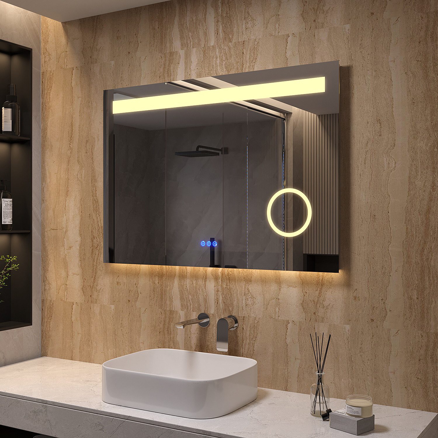 AQUABATOS LED-Lichtspiegel Badspiegel mit Beleuchtung Badezimmerspiegel 100 günstig online kaufen