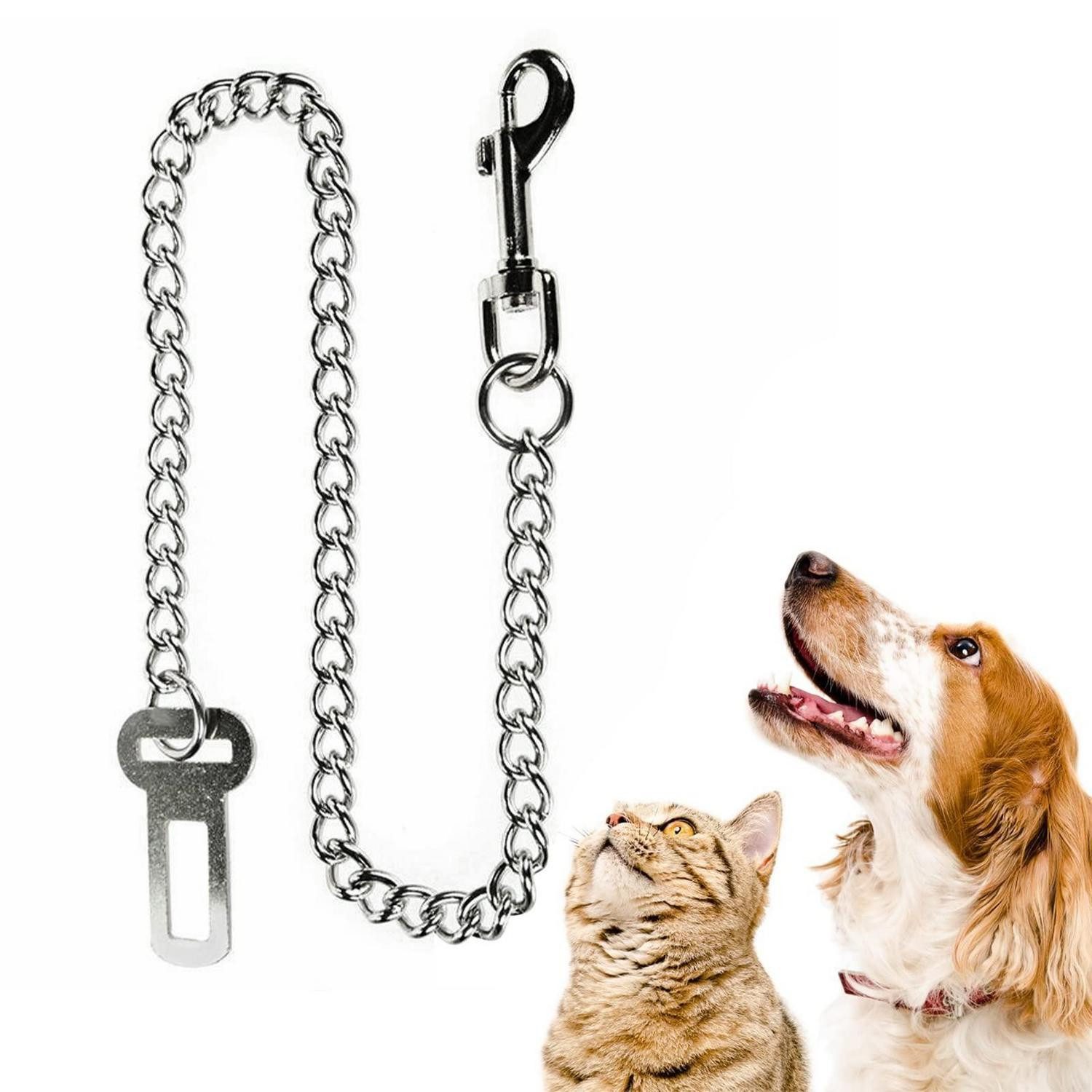 LuxusKollektion Autohundegeschirr Hundesicherheitsgurt 304 Edelstahlkette 60cm Auto Schnalle B