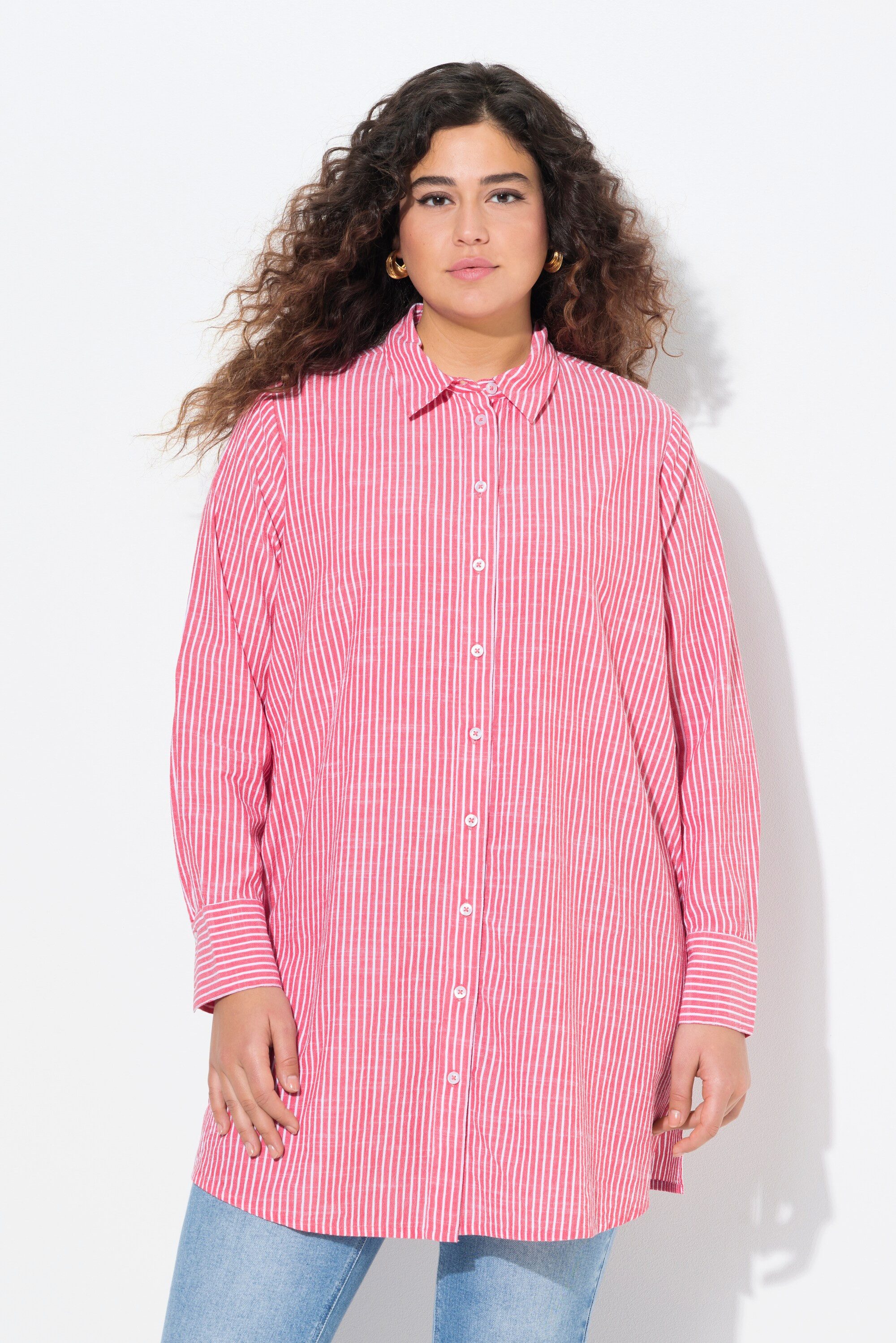Ulla Popken Longbluse Longbluse Streifen A-Linie günstig online kaufen