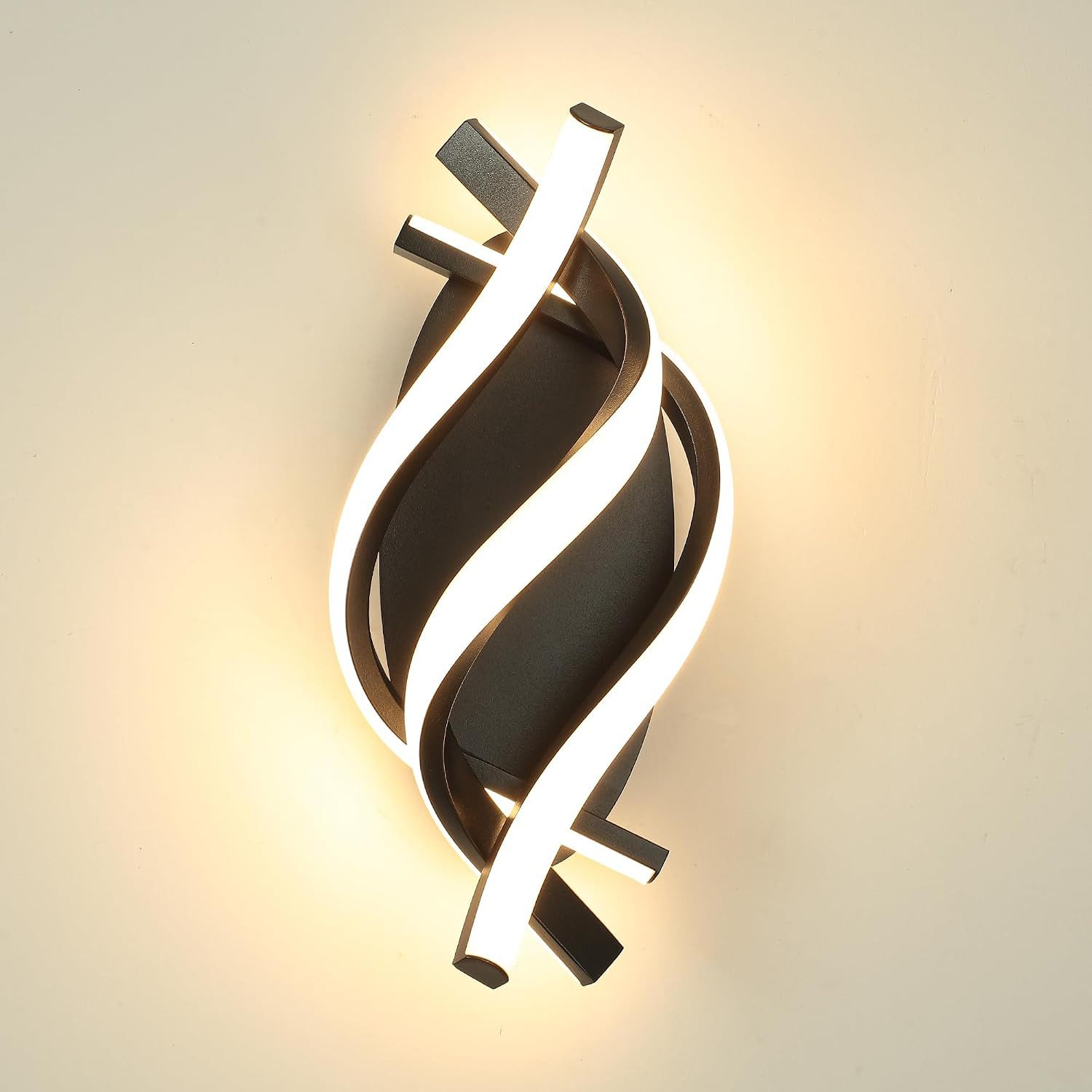 BlingBin LED Wandleuchte Warmweiß Wandlampe 32cm Innen 21W 3360LM Wandbeleuchtung 3000K, LED fest integriert, Warmweiß, mit zusätzlichem Lichtring am Baldachin