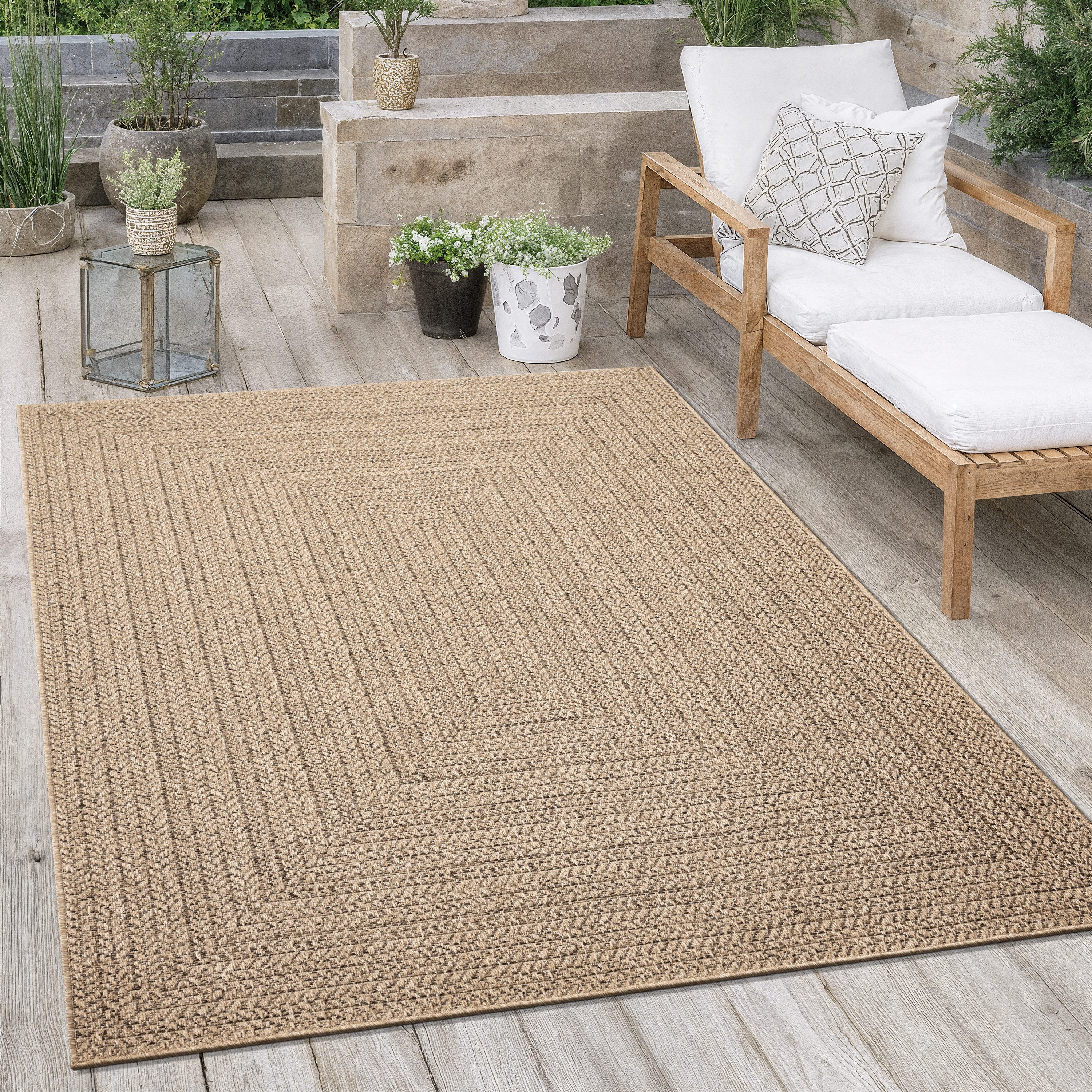 OTTO home Outdoorteppich Kyllian, rechteckig, Höhe: 10 mm, robuster In- und Outdoor Teppich, Jute-Look