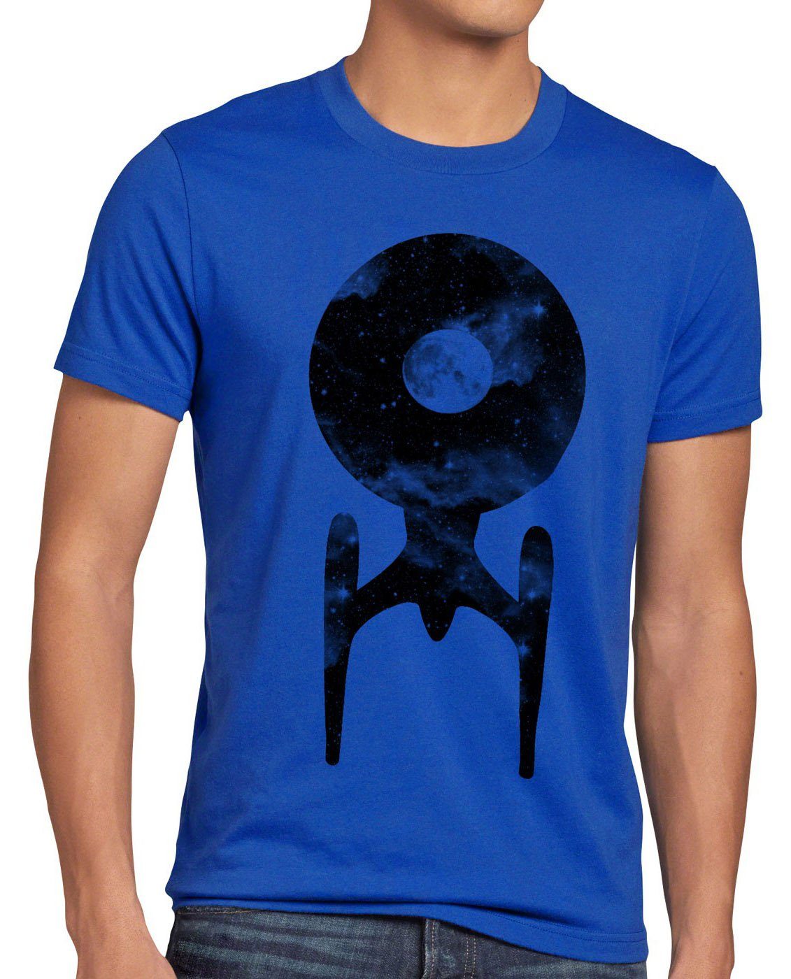 style3 Print-Shirt Herren T-Shirt Trek blau ncc-1701-d star Raumschiff trekkie enterprise uss trekkie