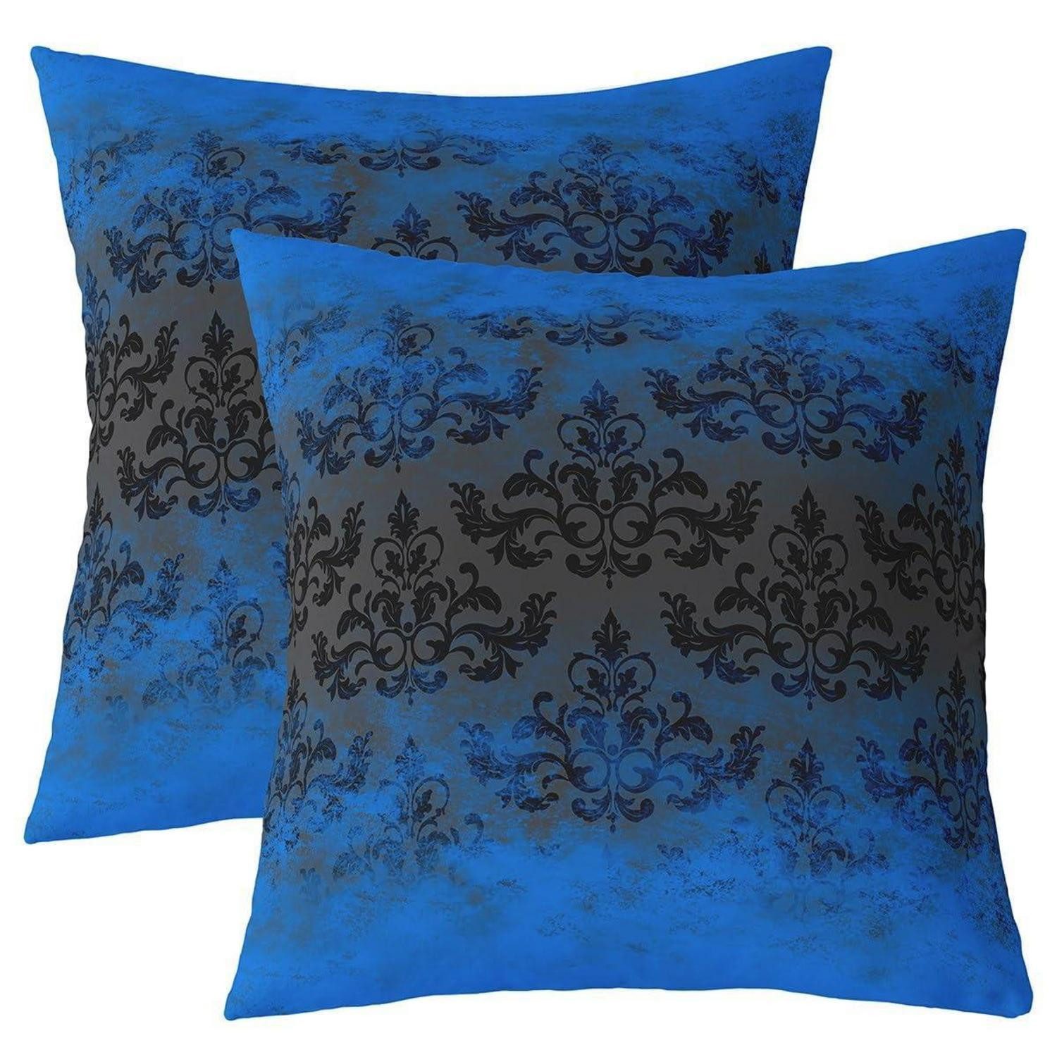 LuxusKollektion Kissenbezug Kissenbezug 2er Set Schwarz Damast 55x55cm, (2 Stück)