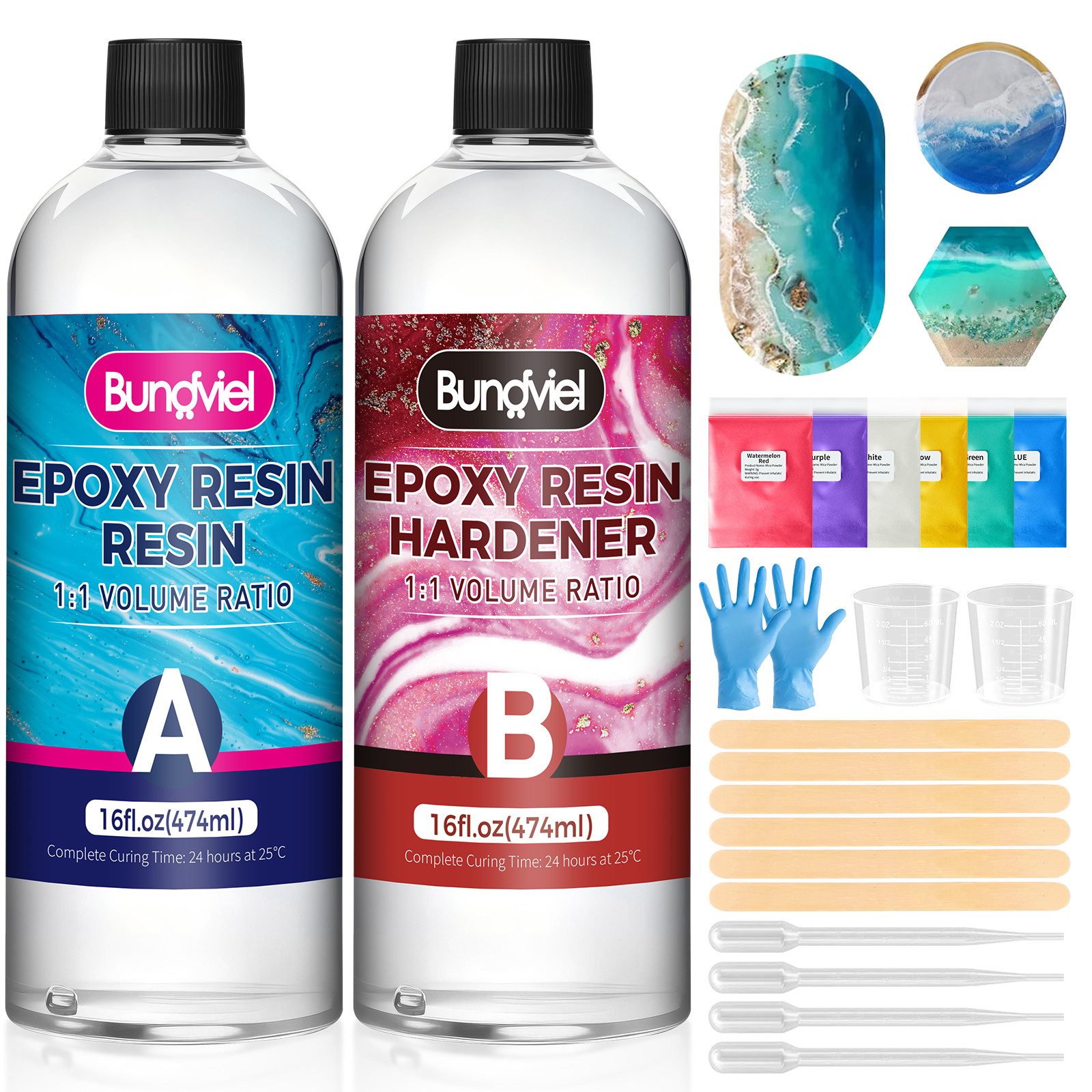 Bundviel Epoxidharz Epoxidharz 64/128OZ Epoxidharz Mit Härter Set,Epoxidharz Set Anfänger
