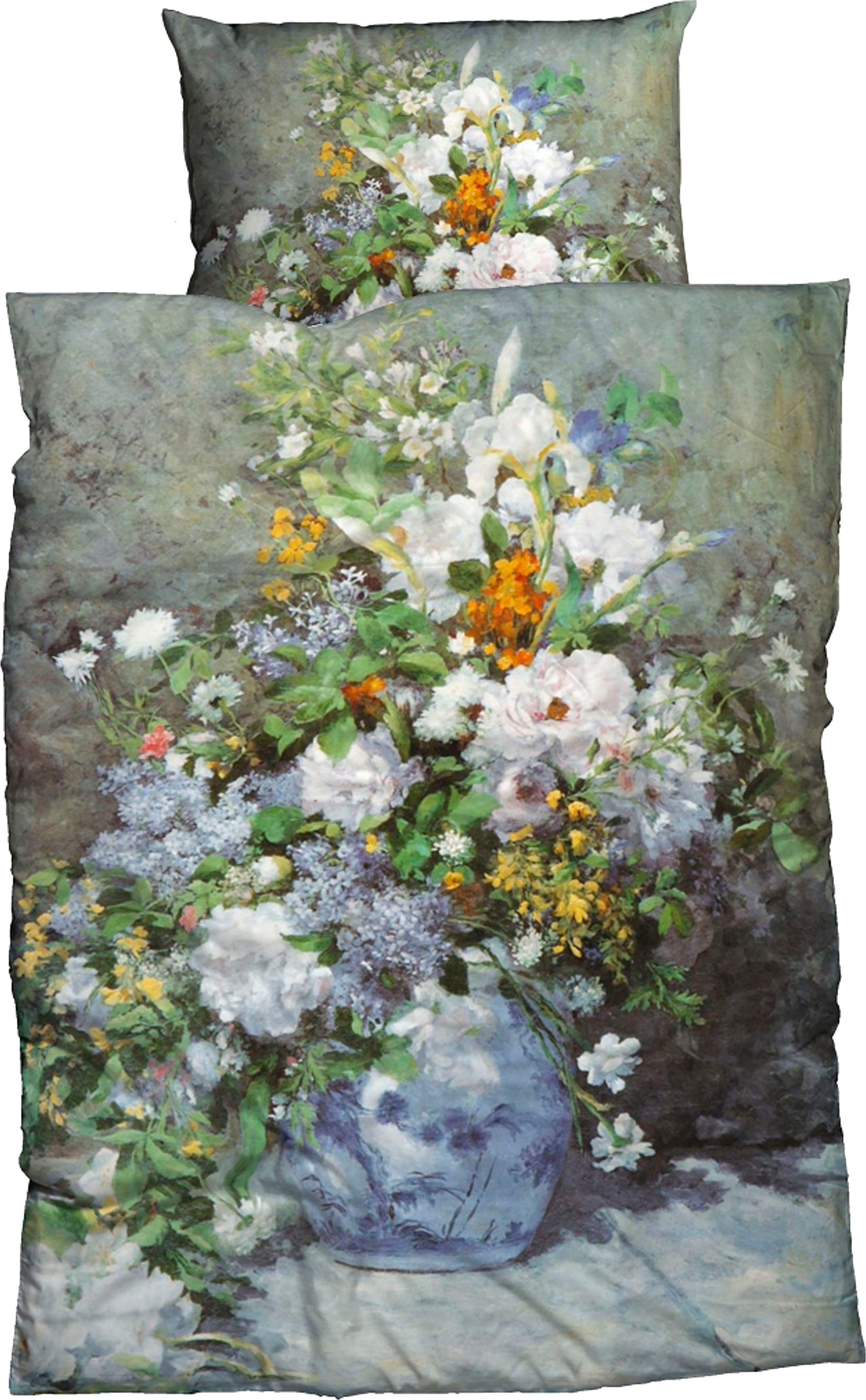 Bettwäsche Frühlingsblumen, Goebel, Satin, mit floralem Dessin