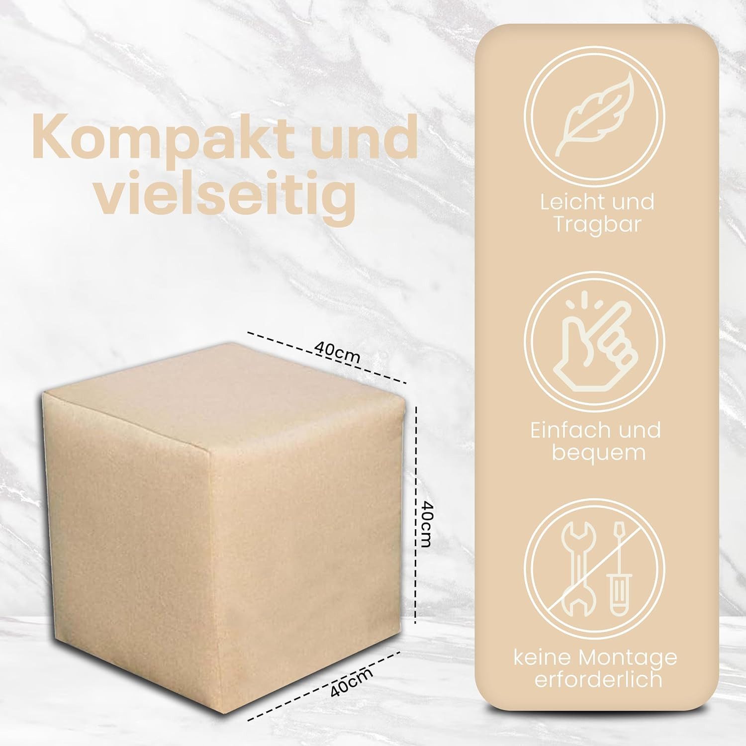 Best for Home Sitzhocker Best For Home Cube Pouf – Stilvoller Samt Hocker & Fußhocker (verschiedene Farben), Handwerksqualität,TOP Preis-Leistungs-Verhältnis