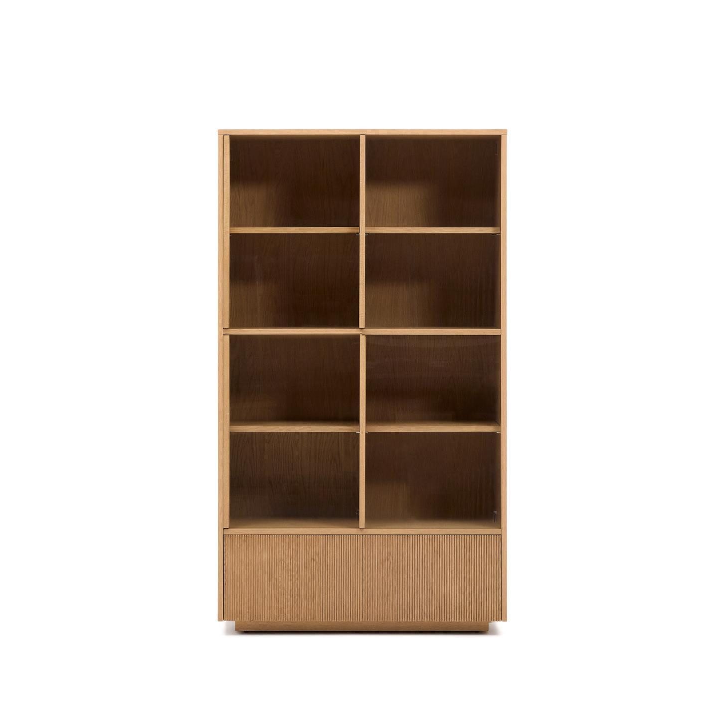 Natur24 Vitrine Helvine Vitrine 40 x 100 x 174 cm MDF Esche Eichenfurnier Glas Natur