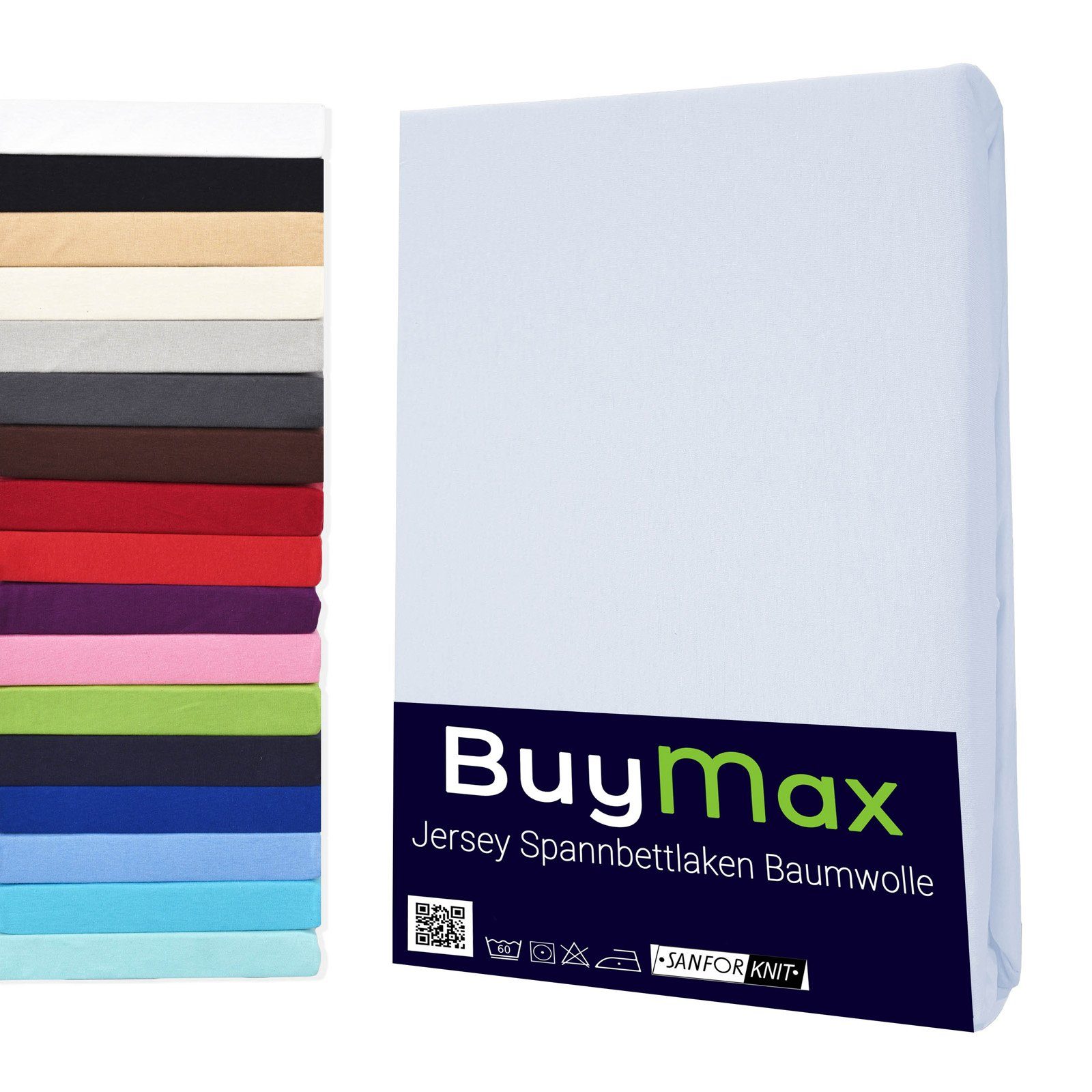 Buymax Spannbettlaken StyleHeim Jersey aus 100% Baumwolle, Jersey, Gummizug: Rundumgummi, Pflegeleicht und Atmungsaktiv in Verschiedenen Farben und Größen