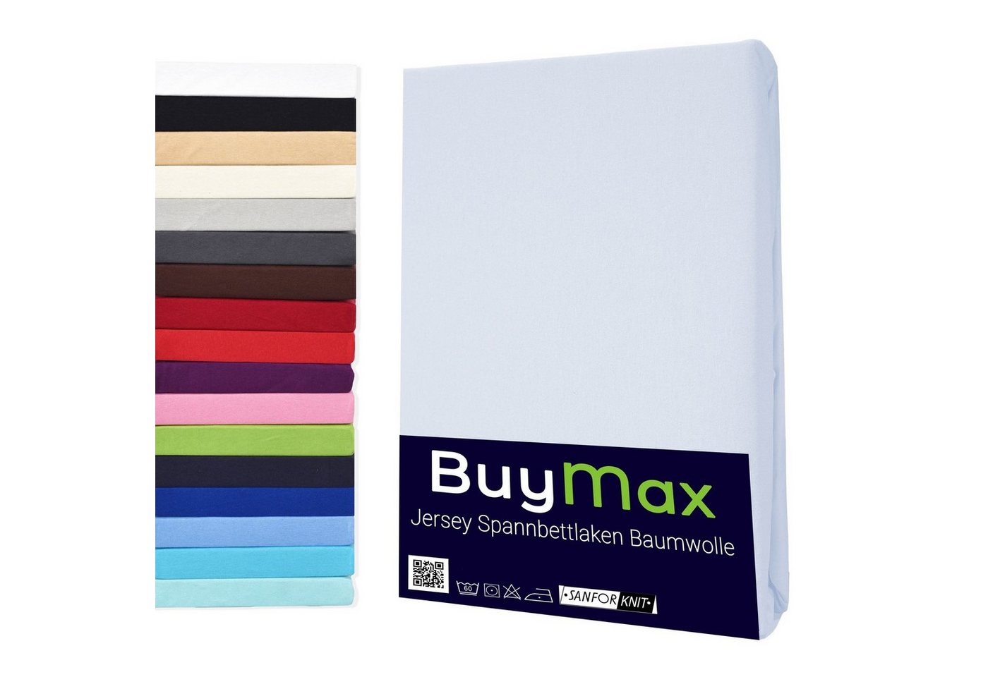 Buymax Spannbettlaken Buymax Jersey aus 100% Baumwolle, Jersey, Gummizug: Rundumgummi, (1 Stück), Pflegeleicht und Atmungsaktiv in Verschiedenen Farben und Größen