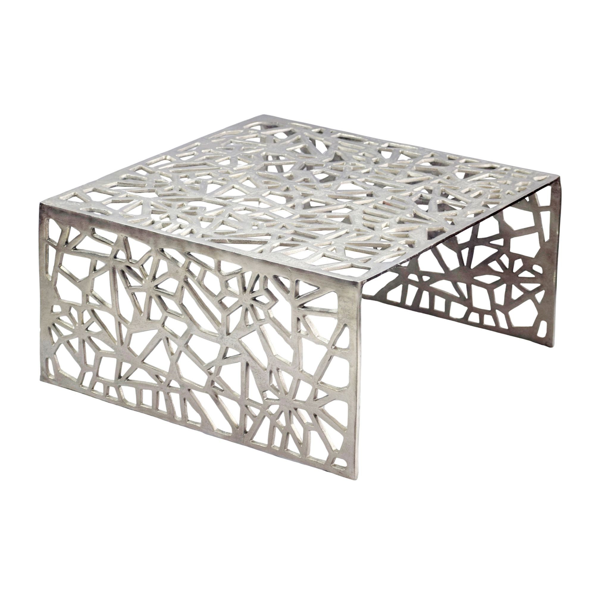furnicato Couchtisch Aluminium 60x60x31 cm Silberfarben (1-St), Handgefertigter Sofatisch mit Ablagefläche und stabiler Form