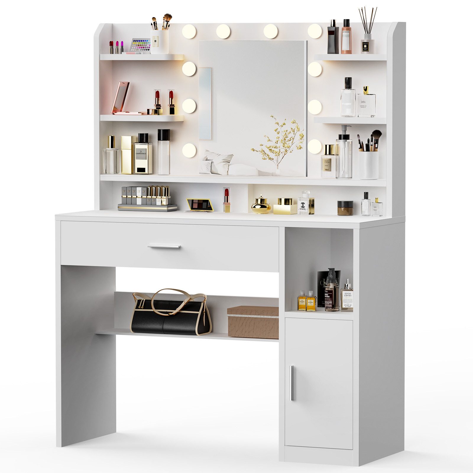 oyajia Schminktisch mit LED-Beleuchtung, einstellbare Helligkeit, mit 1 Sch günstig online kaufen