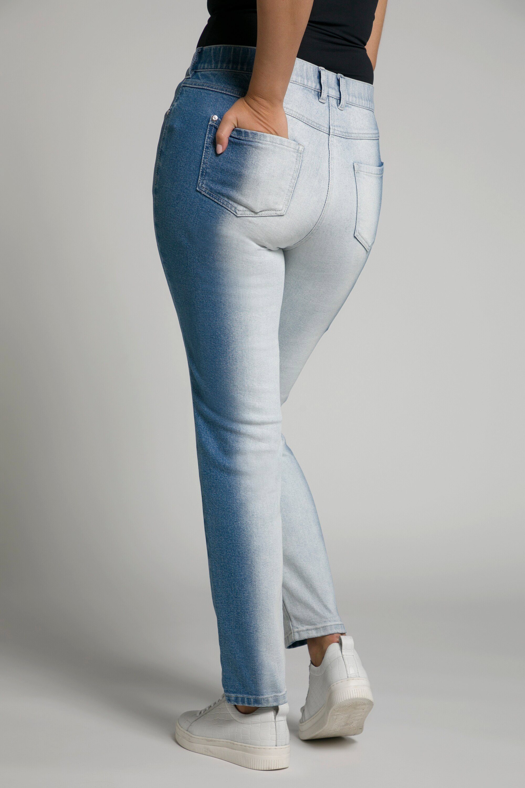 Damen Jeans Ulla Popken Regular-fit-Jeans Jeans Sarah Bleaching-Effekt High Waist