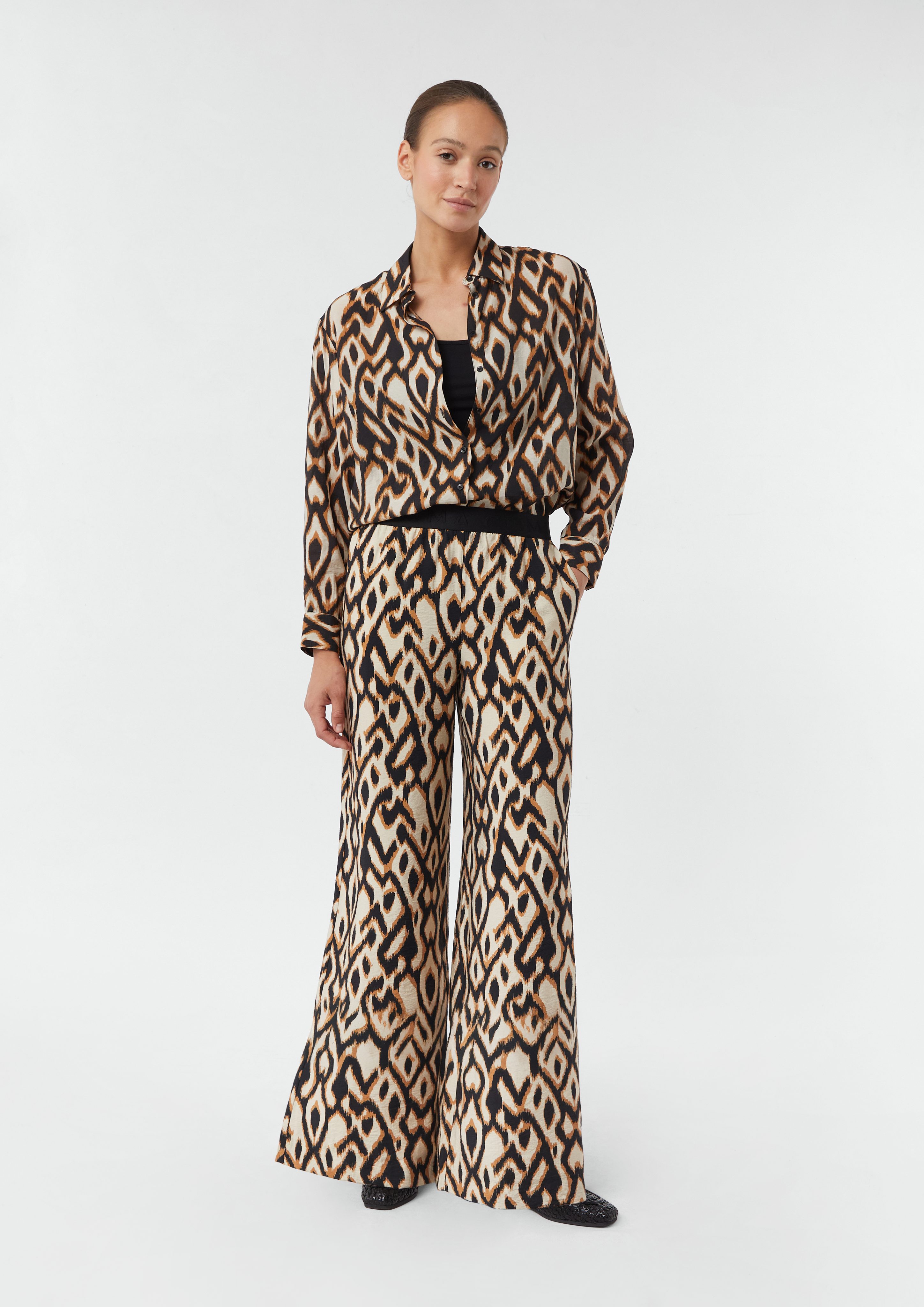Stoffhose Palazzo-Hose aus Viskosemix mit All-over-Print