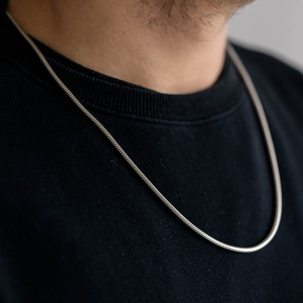 Materia Schlangenkette Damen Herren Halskette 3mm K28, aus 925 Sterling Silber, rhodiniert