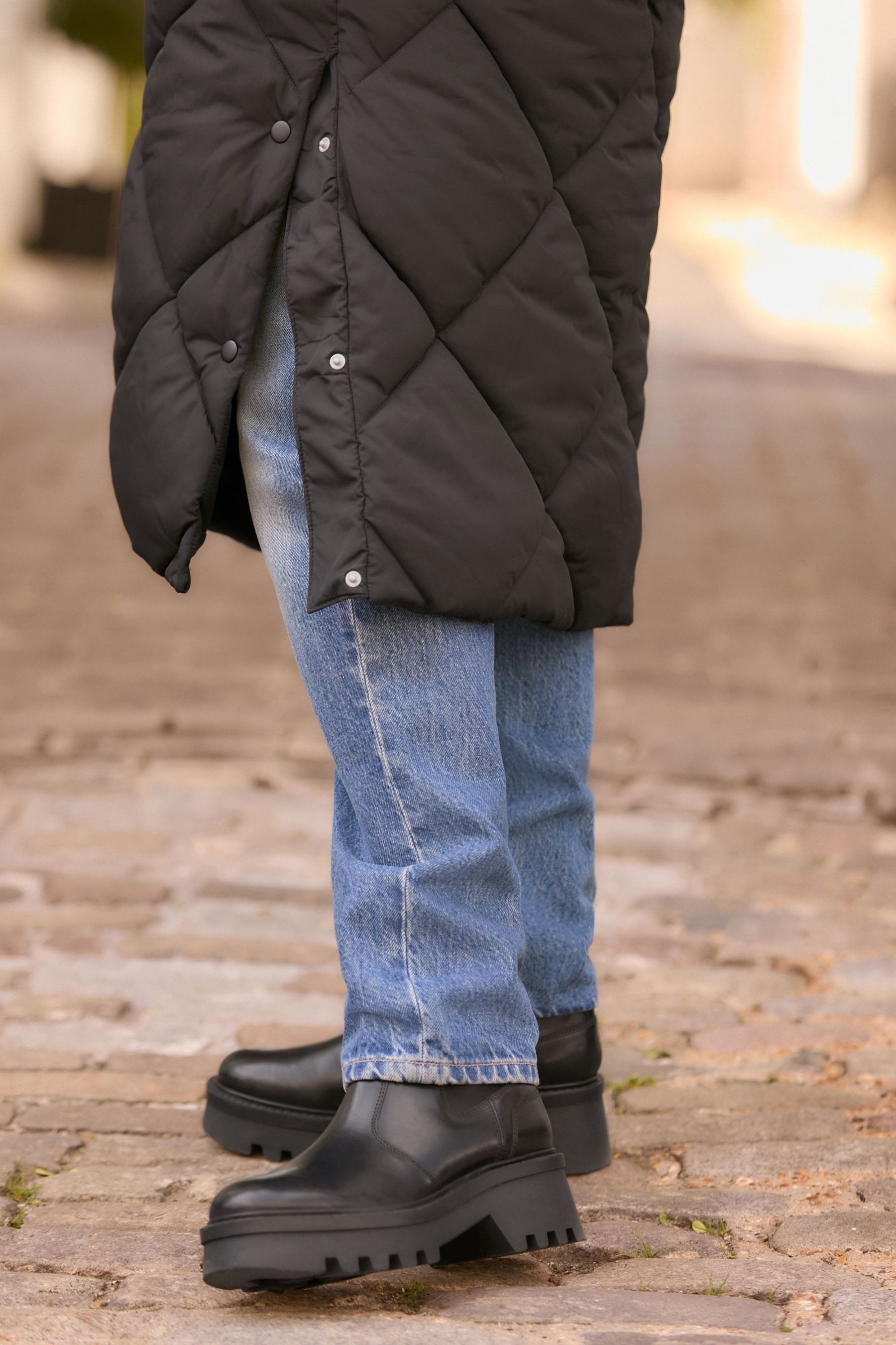 Next Steppmantel Lange spritzwasserabweisende Steppjacke (1-tlg)