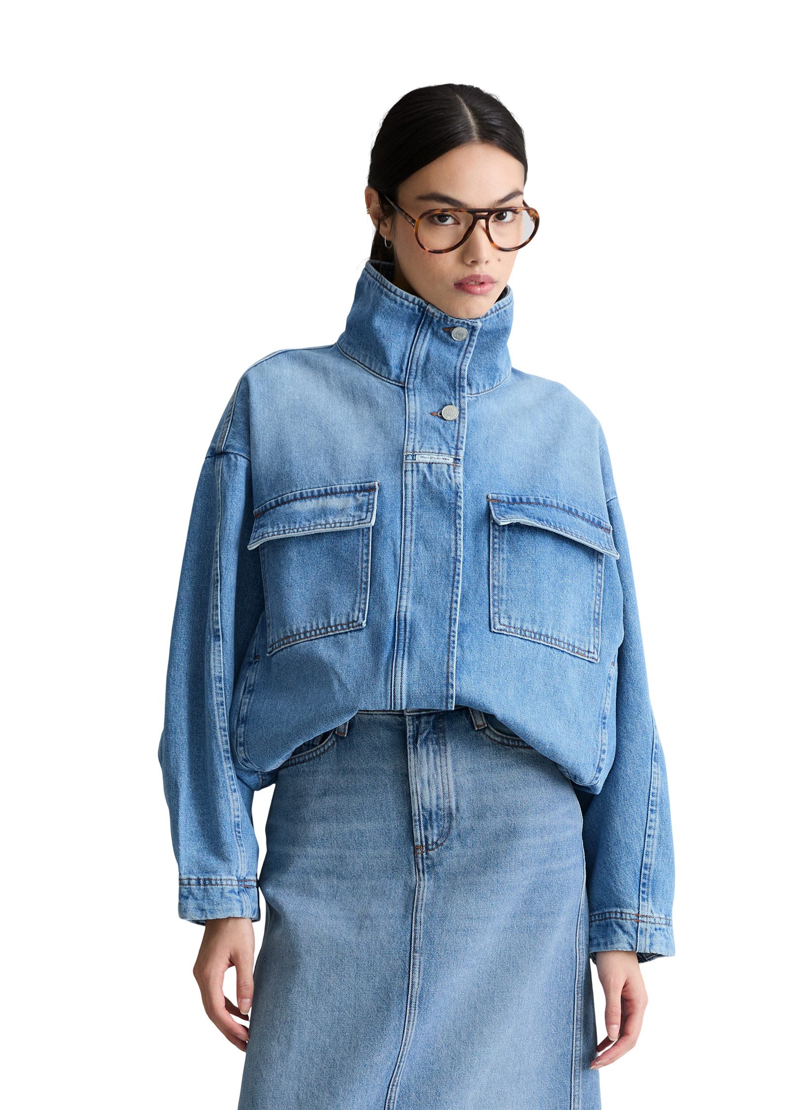 Marc O'Polo DENIM Jeansjacke Funnel-Neck-Jeansblouson oversize