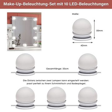 SONNI Schminktisch Schminktisch mit LED-Beleuchtung, spiegel und hocker, 108x40x140cm,Kosmetiktisch,3 Lichtmodi und 10 Helligkeiten