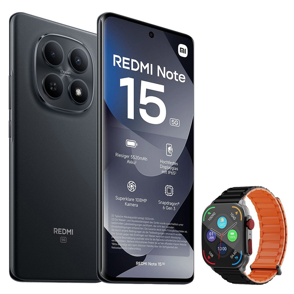 Xiaomi Redmi Note 15 5G 8+256GB Smartphone & Smartwatch Handy (108 MP Kamera)