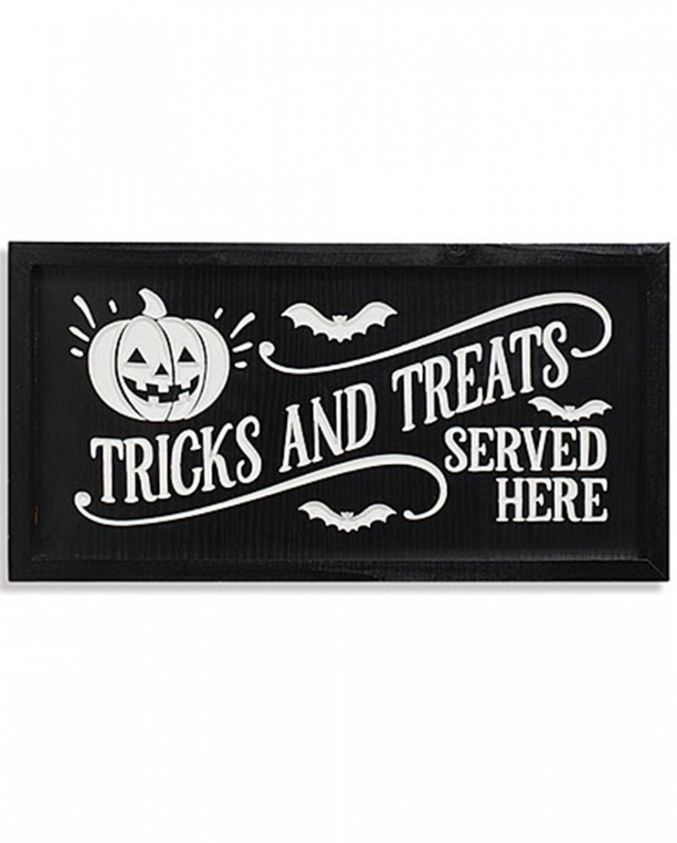 Horror-Shop Hängedekoration Vintage Halloween Wandbild „Tricks and Treats Serv