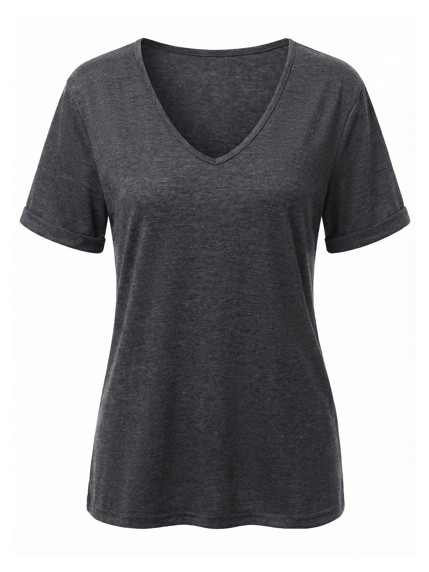Imily Bela T-Shirt Damen Modische Kurzarmtops mit tiefem V-Ausschnitt (Packung, 1-tlg., 1per-Pack) einfarbig