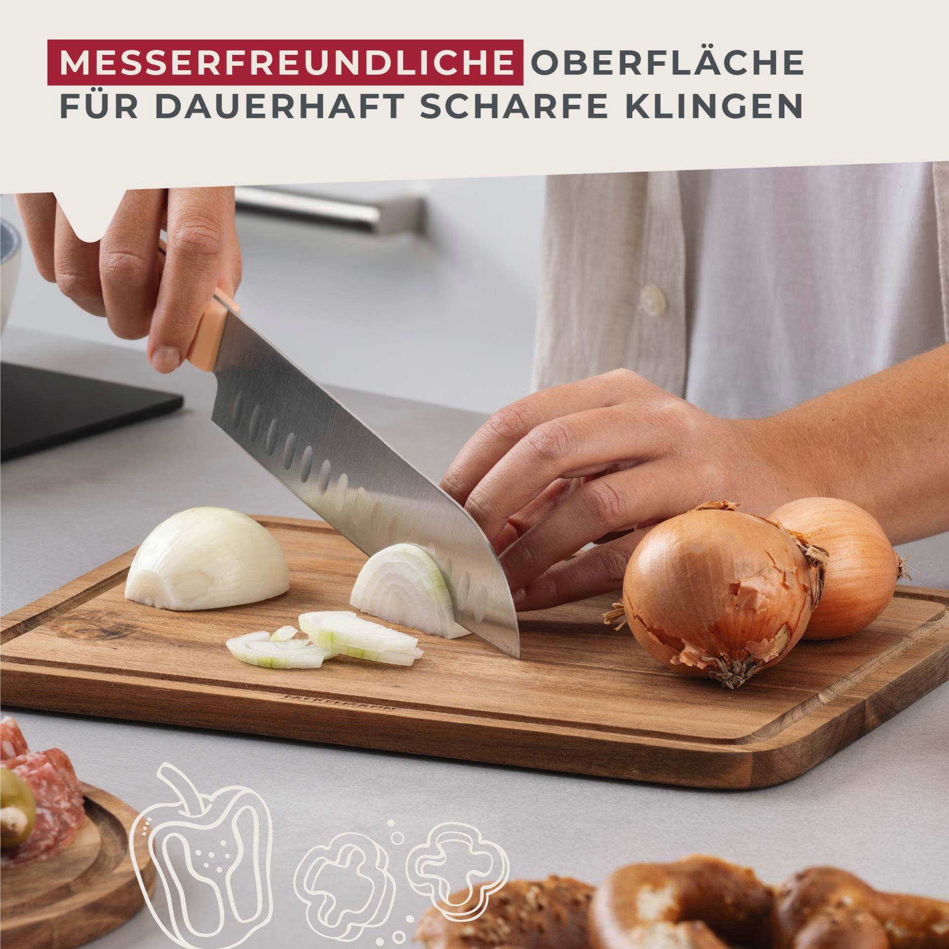 FACKELMANN Schneidebrett Küchenbrett, Hackbrett, Arbeitsbrett, Schneidbrett, Schnittbrett