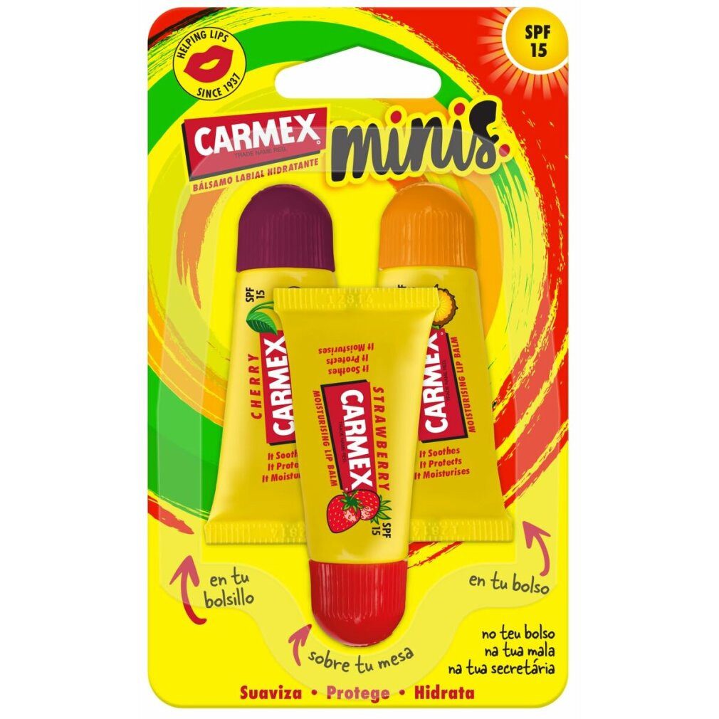 Carmex Lippenpflegemittel MINIS MOISTURIZING LIP BALM SPF15 TRIPLO 3 u
