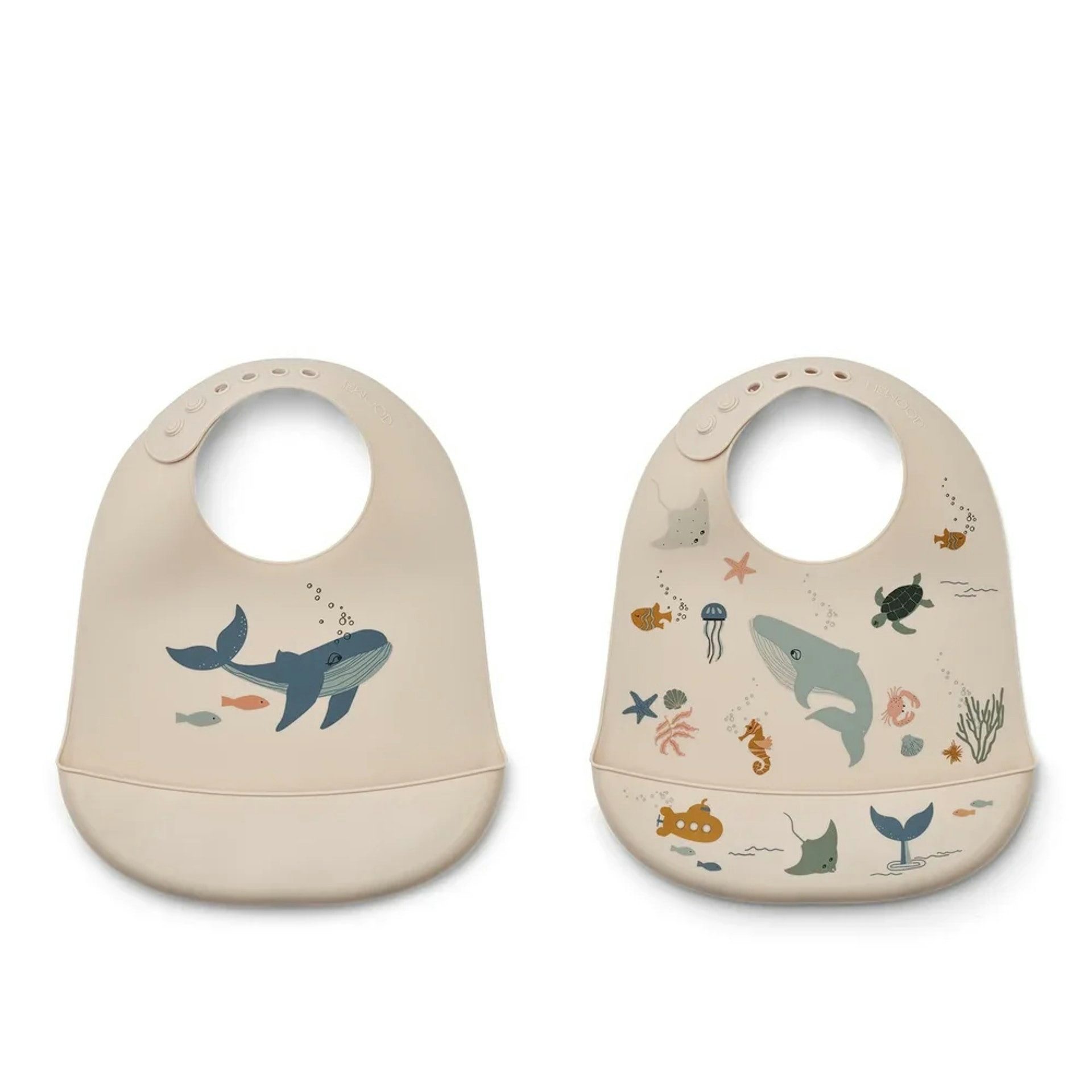Liewood Lätzchen Silikon Lätzchen 2er pack - Tilda, Farbe: Sea creature/sandy mix, (Packung, 2-St., 2er-Pack)